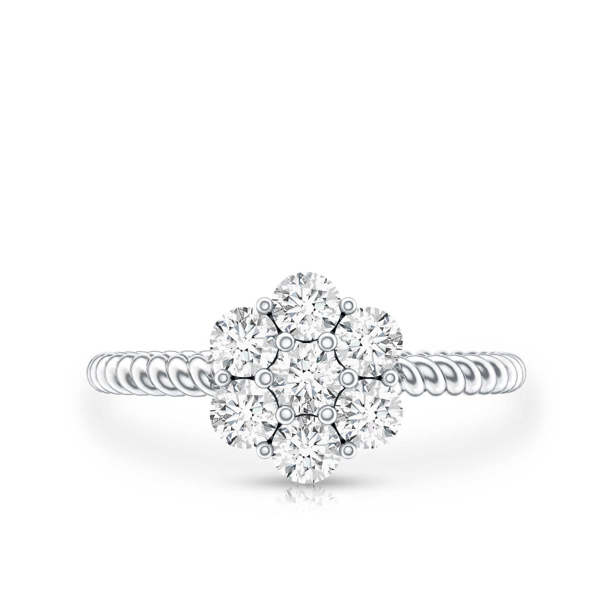 Lab Created Diamond Flower Engagement Ring for Her Lab - ( EF-VS ) - Rosec Jewels