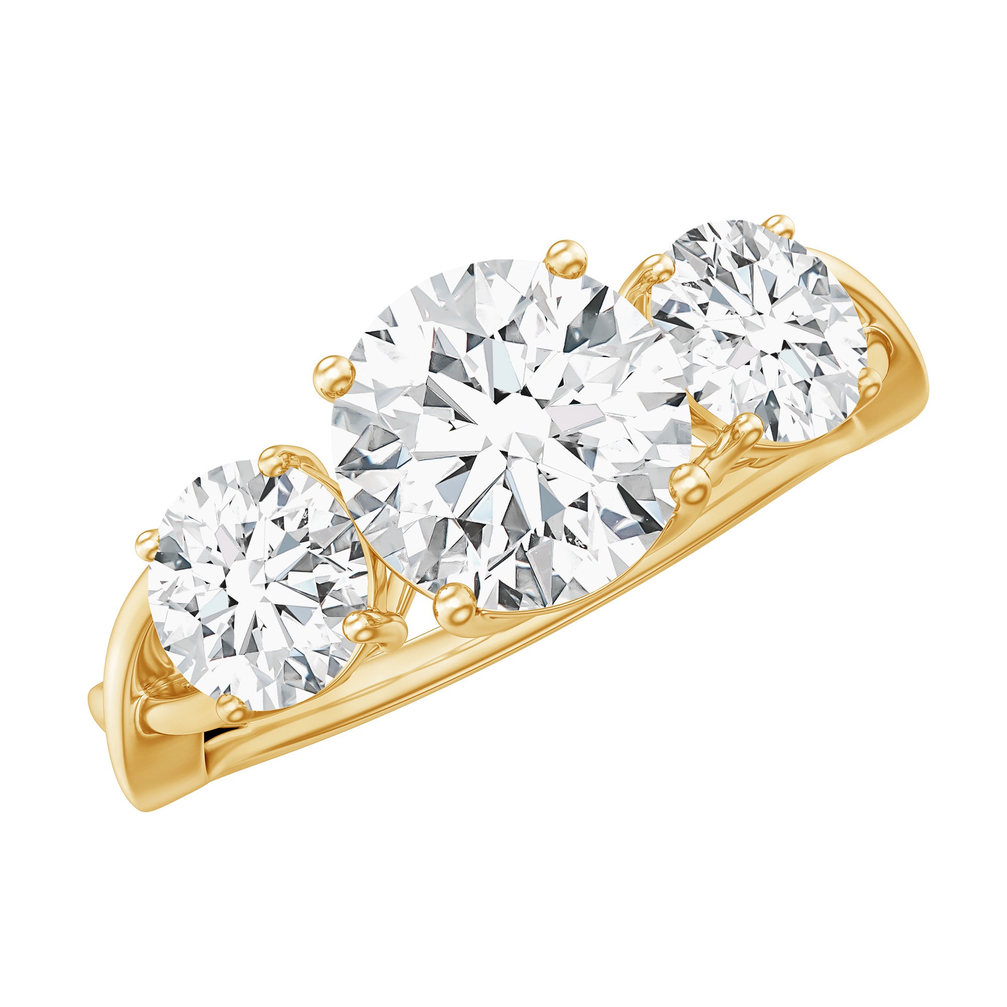 Lab Grown Diamond Three Stone Engagement Ring with Crossover Shank Lab - ( EF-VS ) - Rosec Jewels