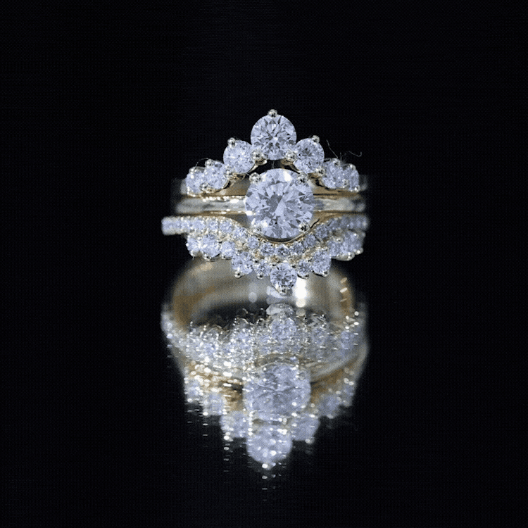 Lab Grown Diamond Vintage Bridal Ring Set with 3 Piece Lab - ( EF-VS ) - Rosec Jewels