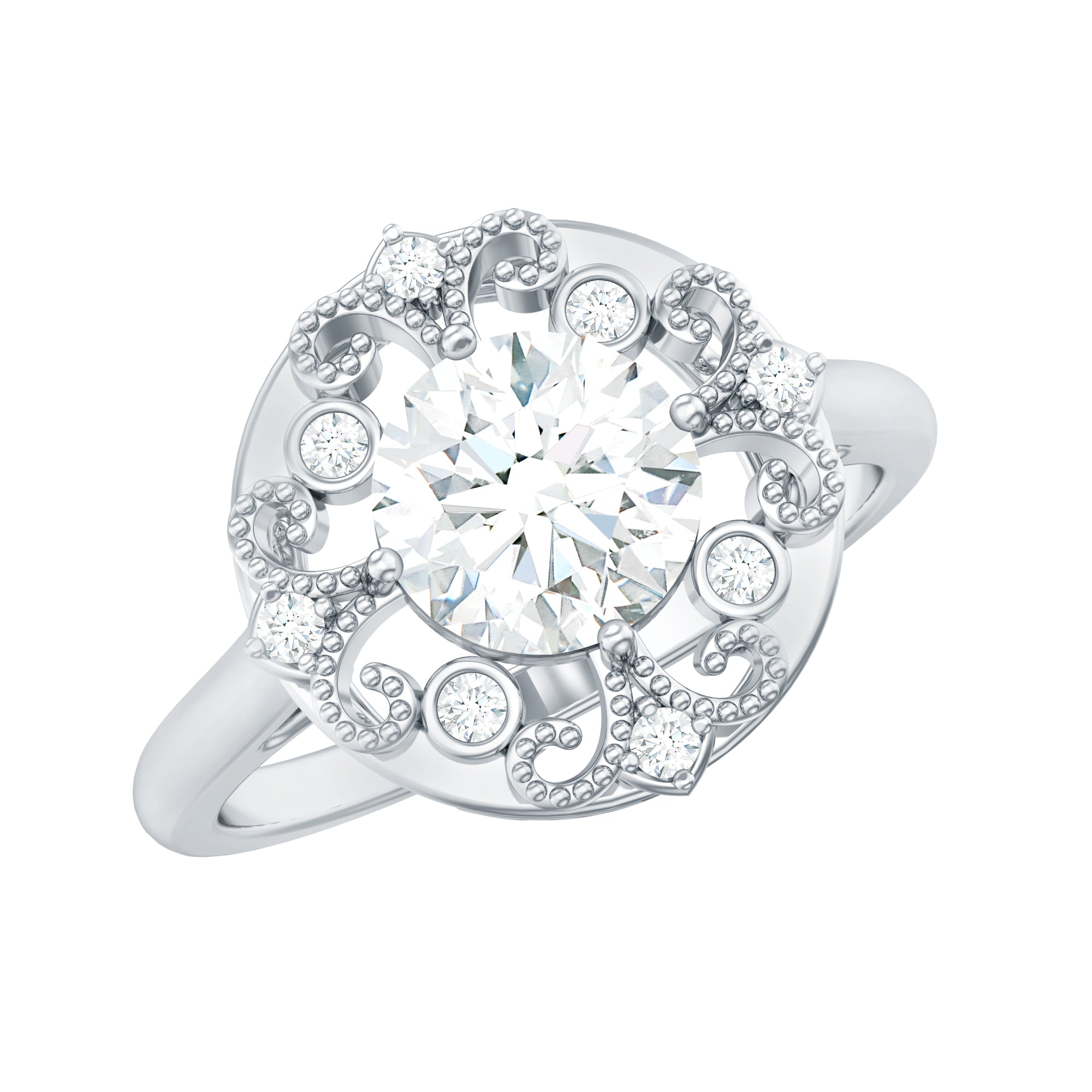 Rosec Jewels-Certified Lab Grown Diamond Beaded Engagement Ring for Women