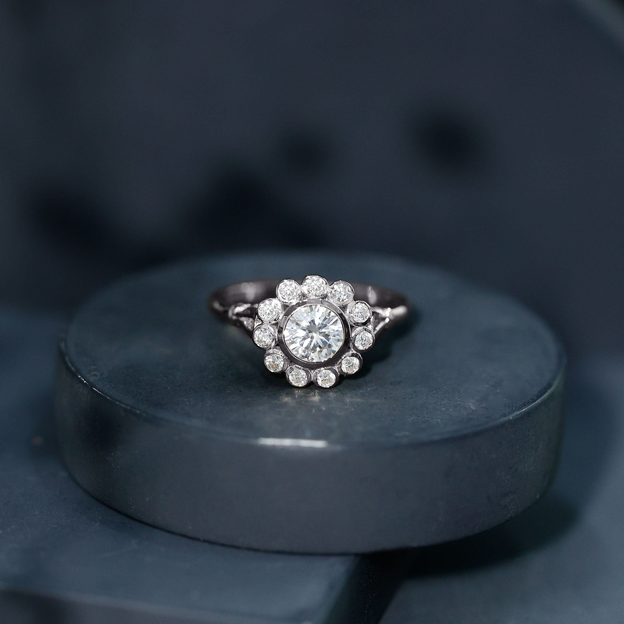 Rosec Jewels-Lab Created Diamond Flower Engagement Ring for Women