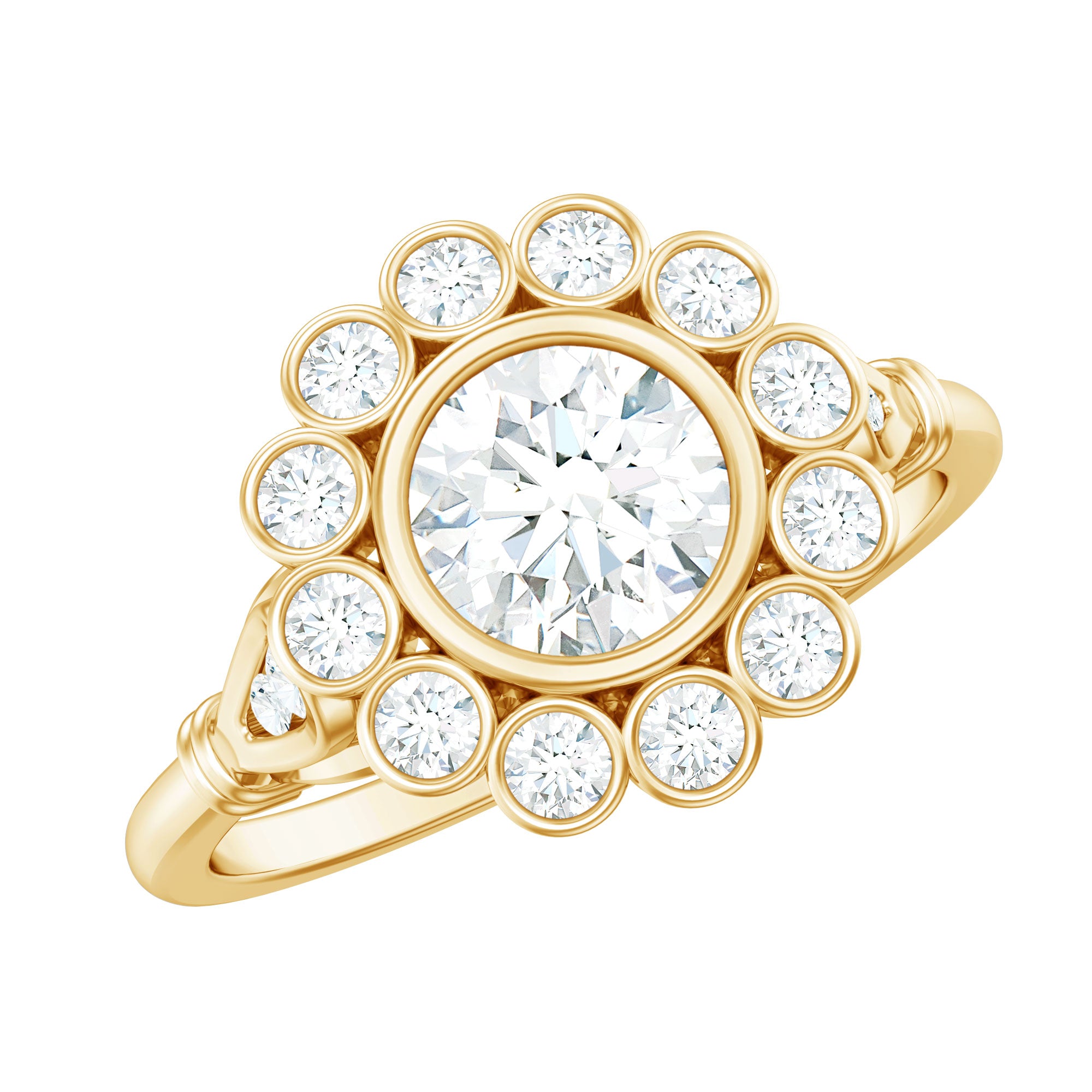 Rosec Jewels-Lab Created Diamond Flower Engagement Ring for Women