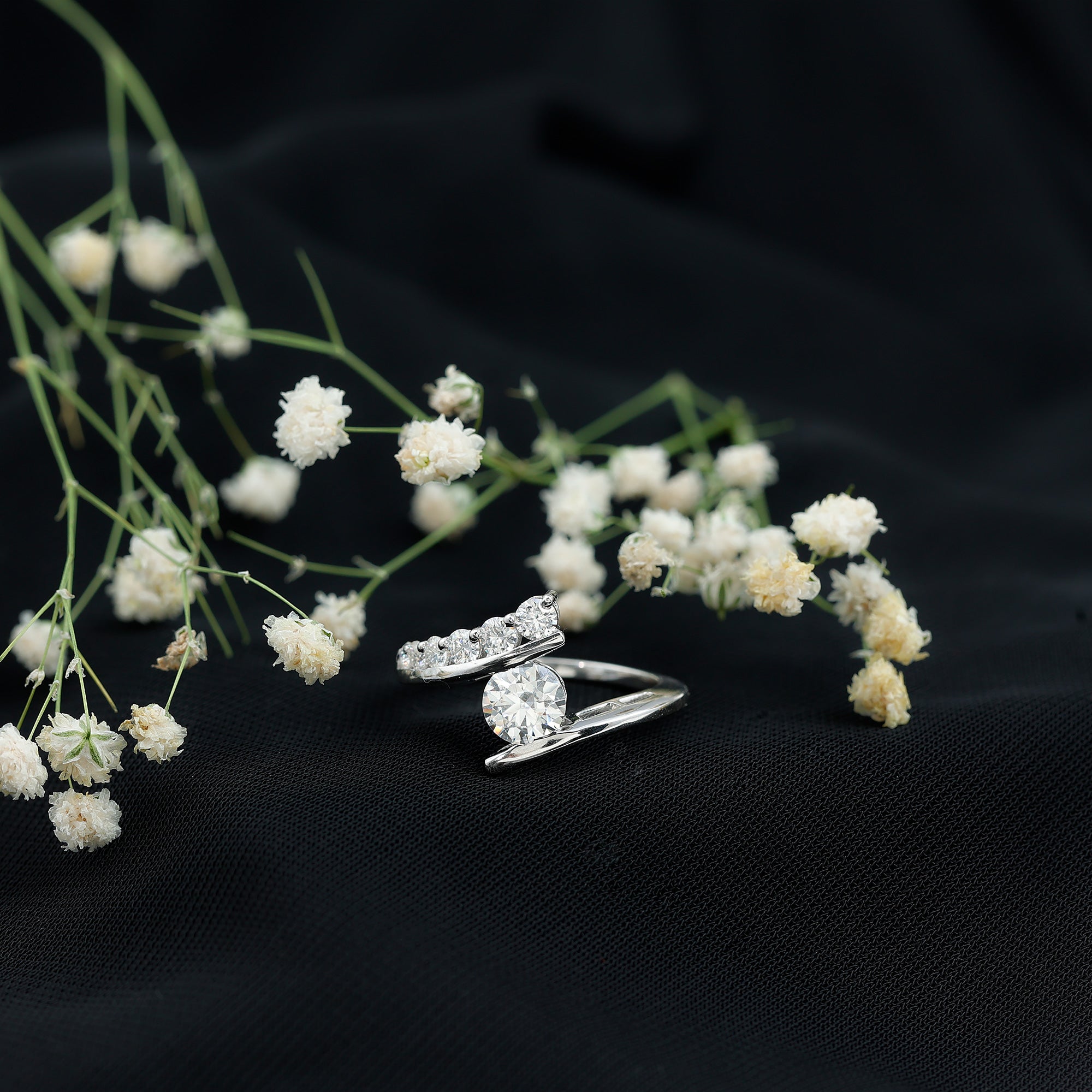 Rosec Jewels-Certified Lab Grown Diamond Bypass Engagement Ring for Women