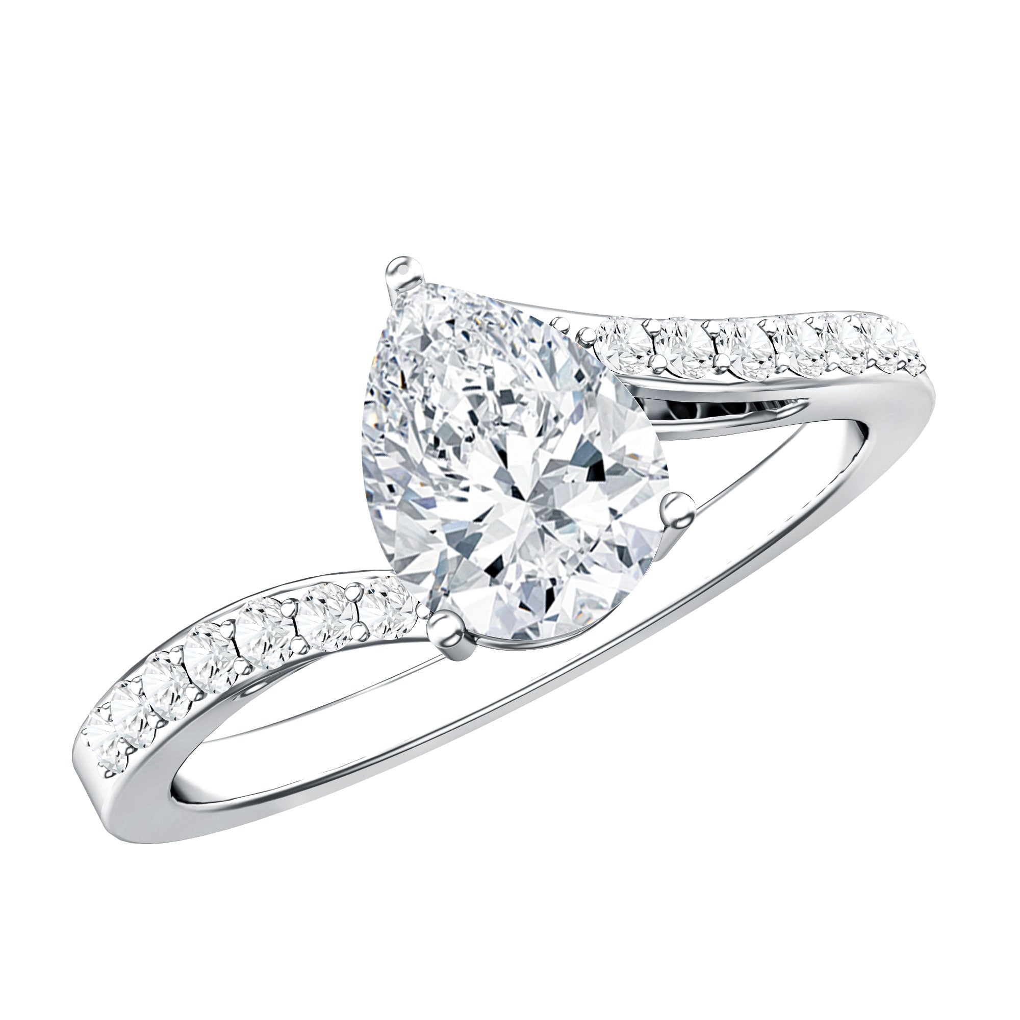 Certified 1.3 Carat Pear Cut Lab Created Diamond Teardrop Engagement Ring Lab - ( EF-VS ) - Rosec Jewels