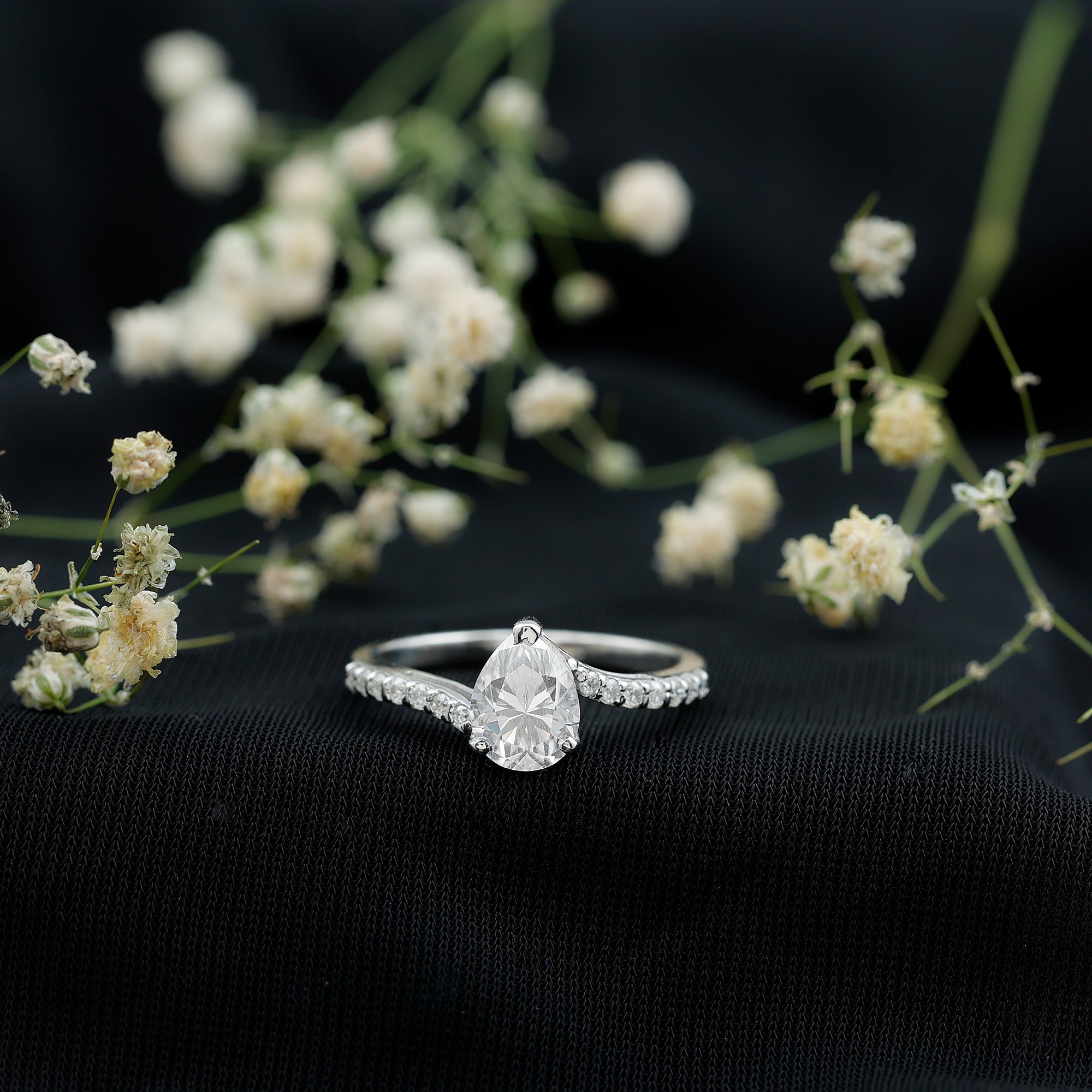 Certified 6X8 MM Pear Cut Lab Created Diamond Teardrop Engagement Ring Lab - ( EF-VS ) - Rosec Jewels