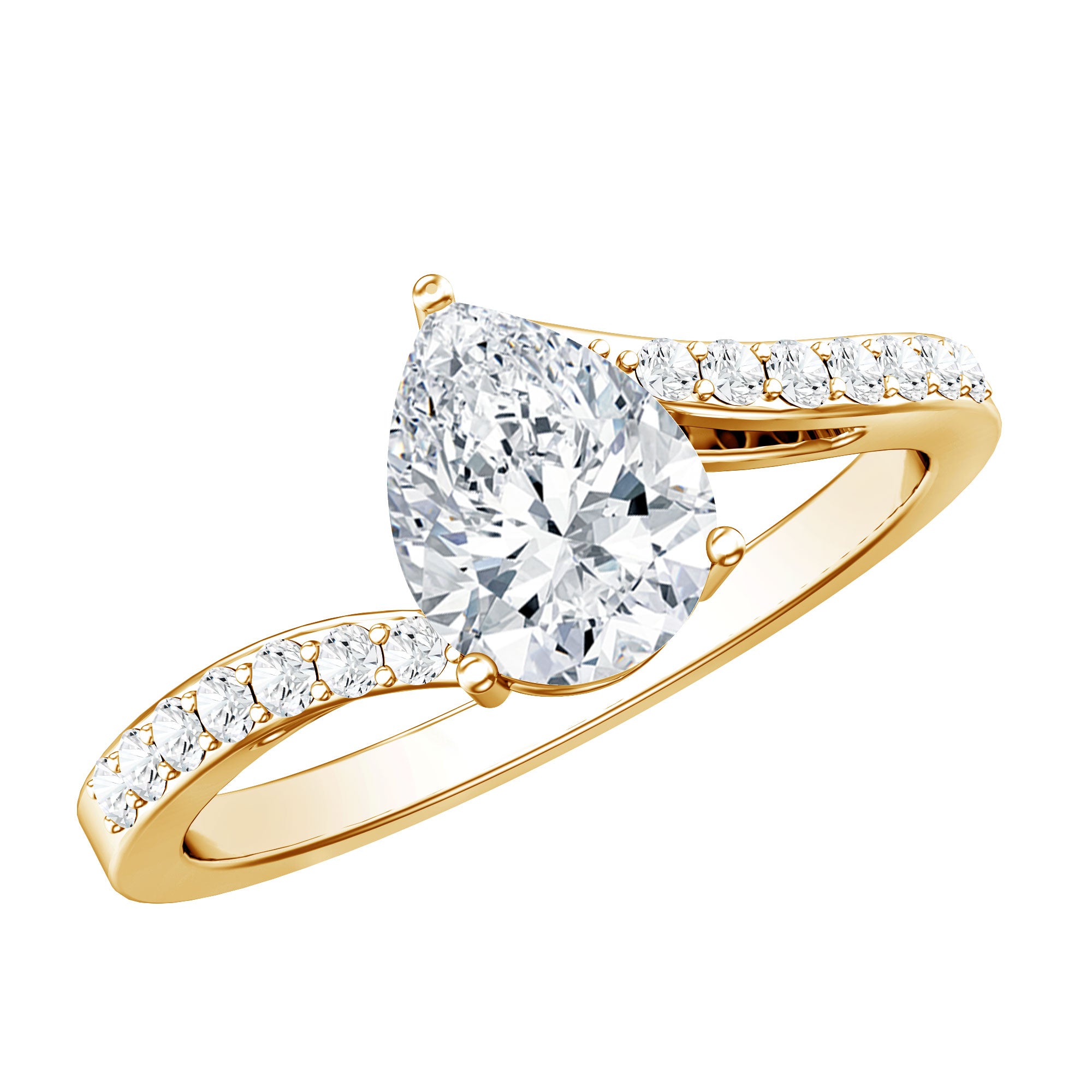 Certified 1.3 Carat Pear Cut Lab Created Diamond Teardrop Engagement Ring Lab - ( EF-VS ) - Rosec Jewels