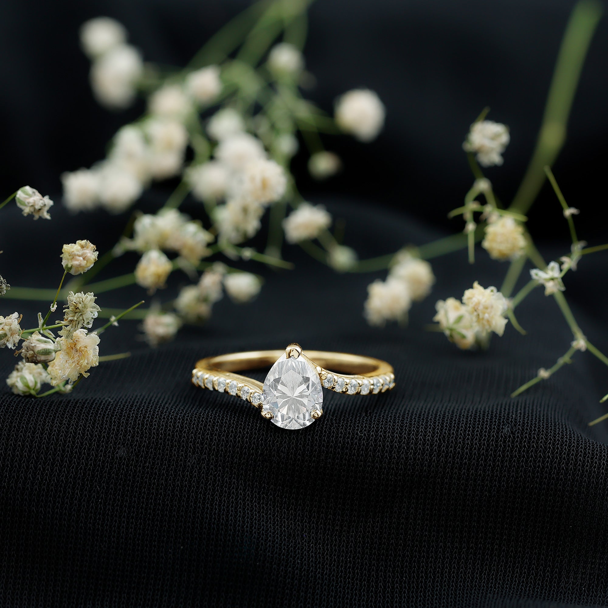 Certified 6X8 MM Pear Cut Lab Created Diamond Teardrop Engagement Ring Lab - ( EF-VS ) - Rosec Jewels