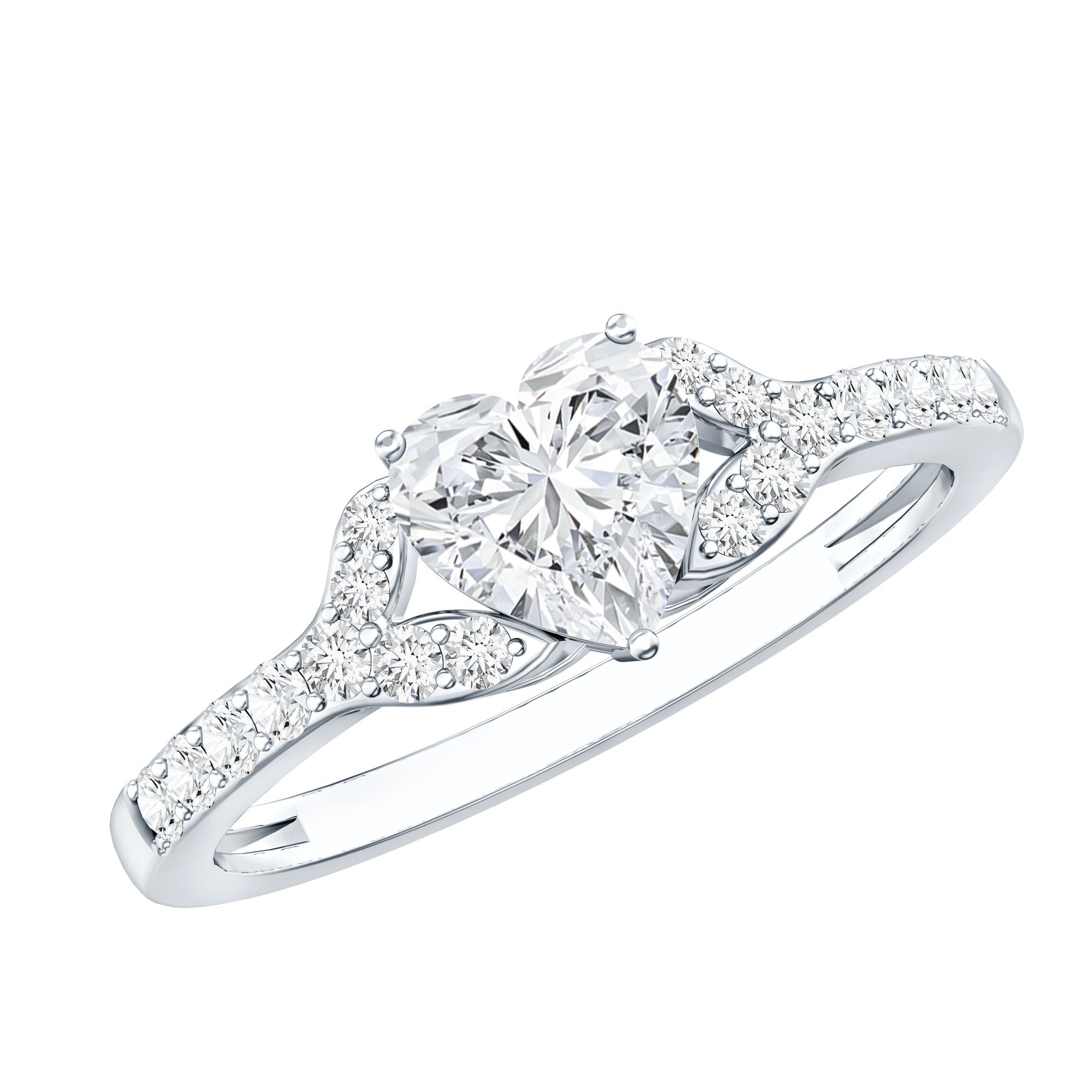 Certified 7mm Diamond Heart Solitaire Ring For Her Lab - ( EF-VS ) - Rosec Jewels