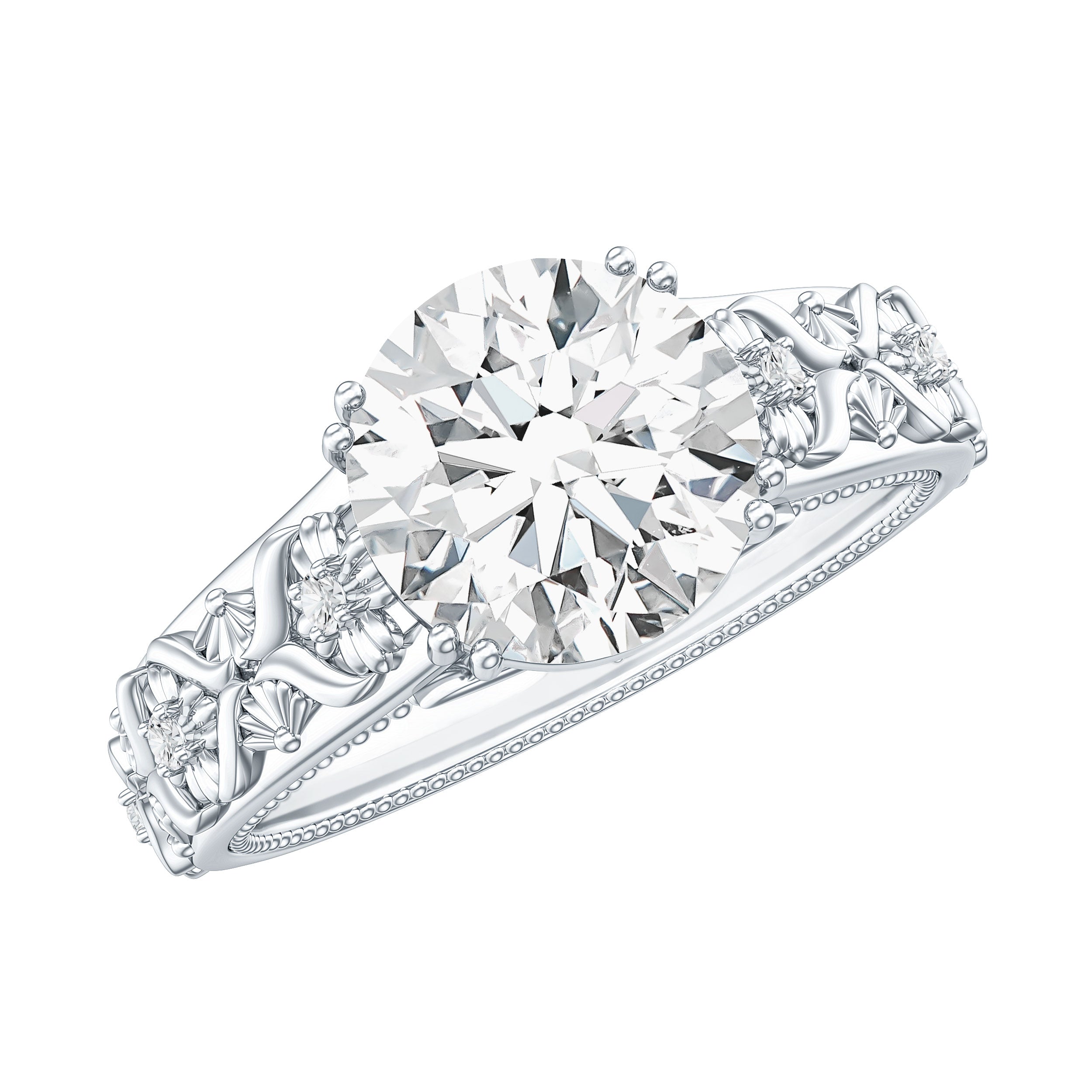 Lab Grown Diamond Antique Looking Engagement Ring Lab - ( EF-VS ) - Rosec Jewels