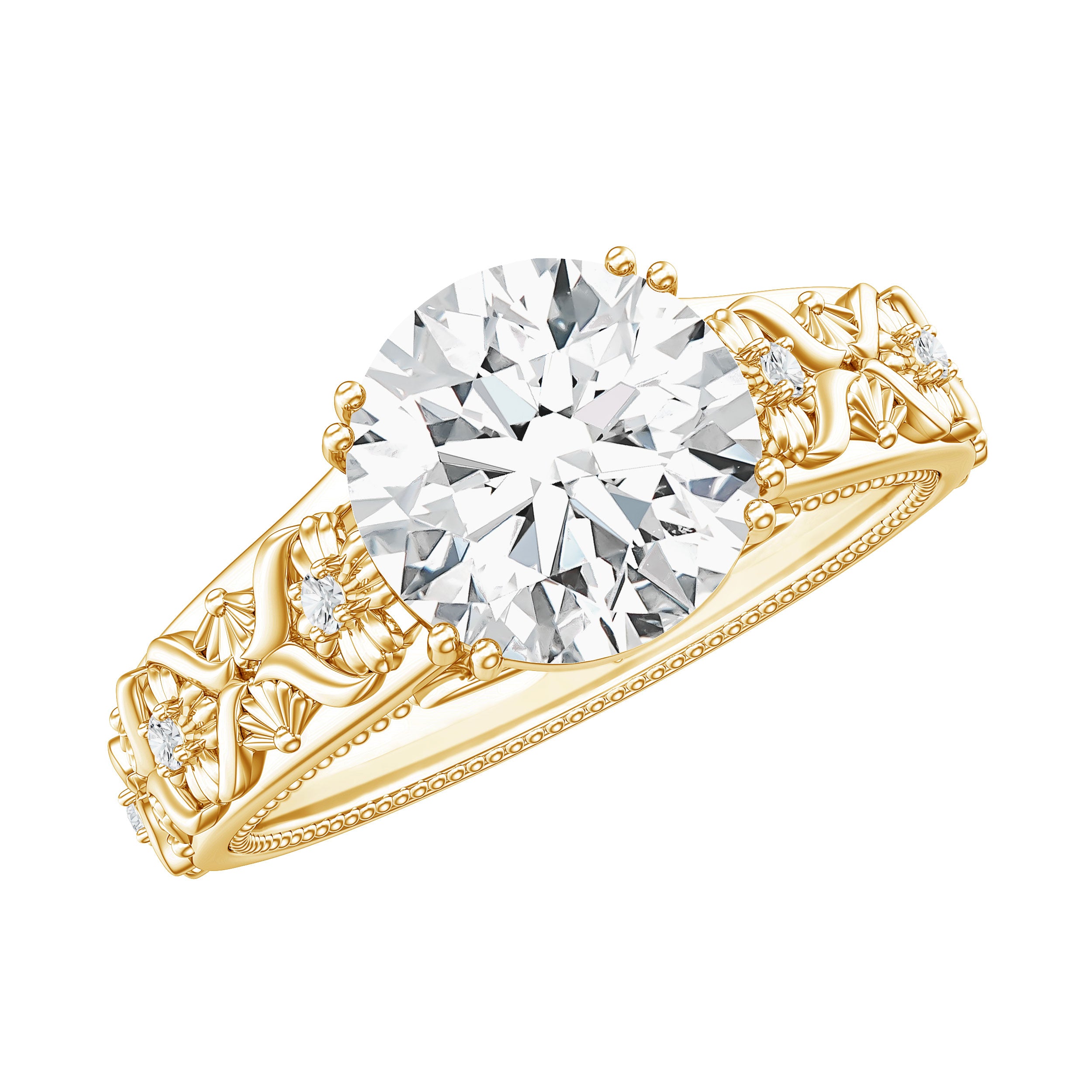 Lab Grown Diamond Antique Looking Engagement Ring Lab - ( EF-VS ) - Rosec Jewels