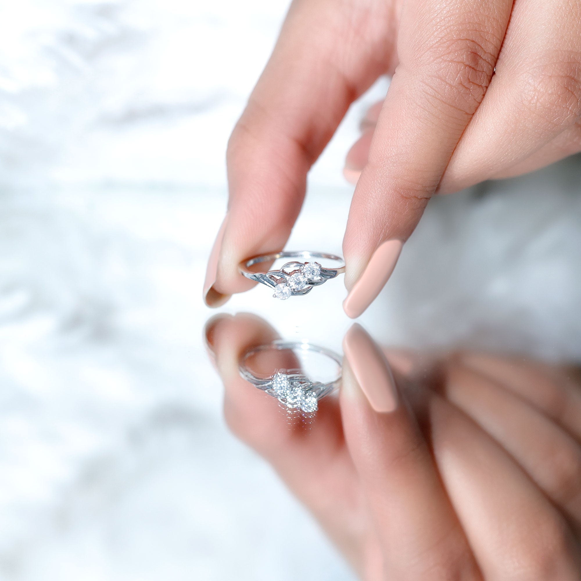 Certified Lab Grown Diamond Three Stone Proposal Ring Lab - ( EF-VS ) - Rosec Jewels