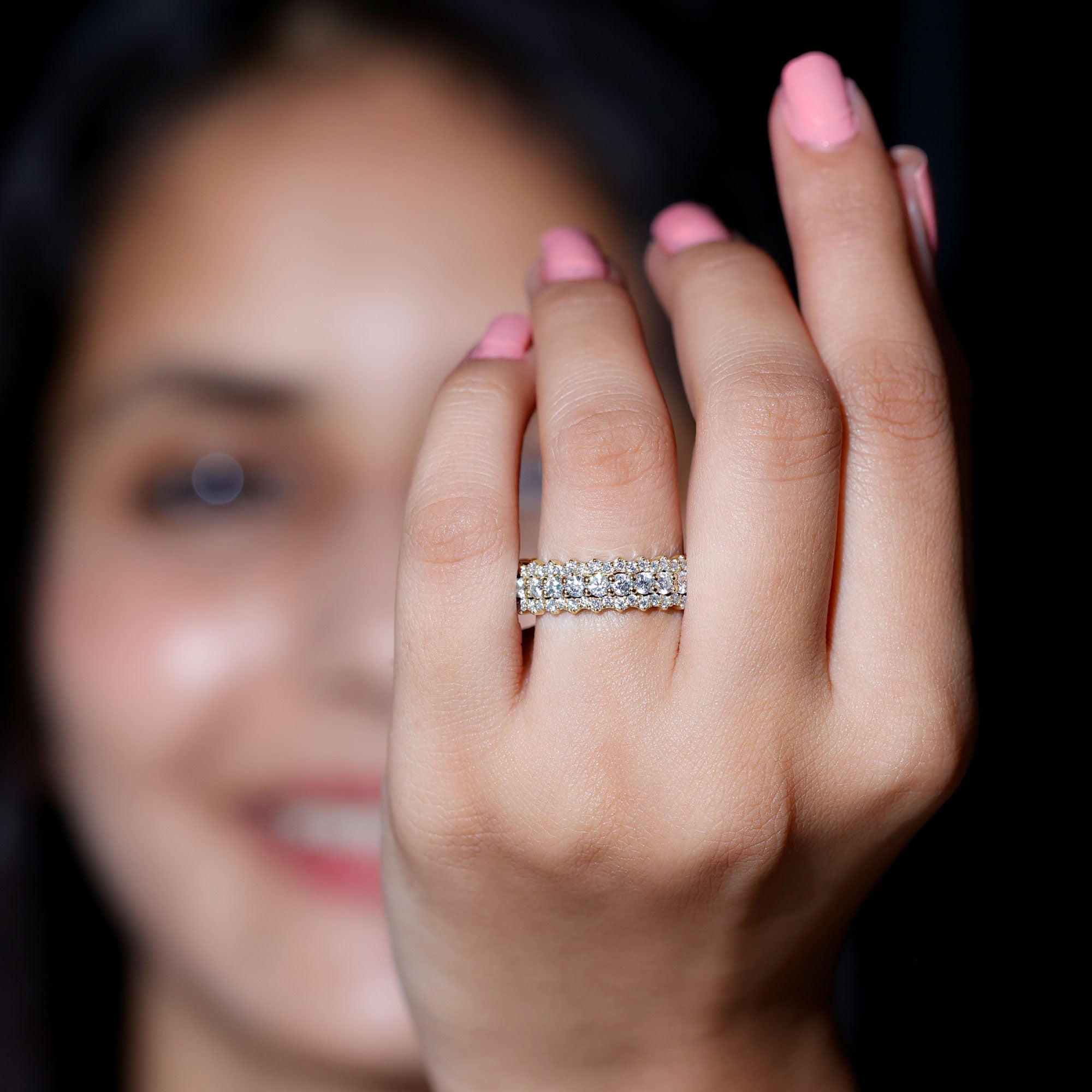 Certified Lab Grown Diamond Eternity Wedding Band for Her Lab - ( EF-VS ) - Rosec Jewels