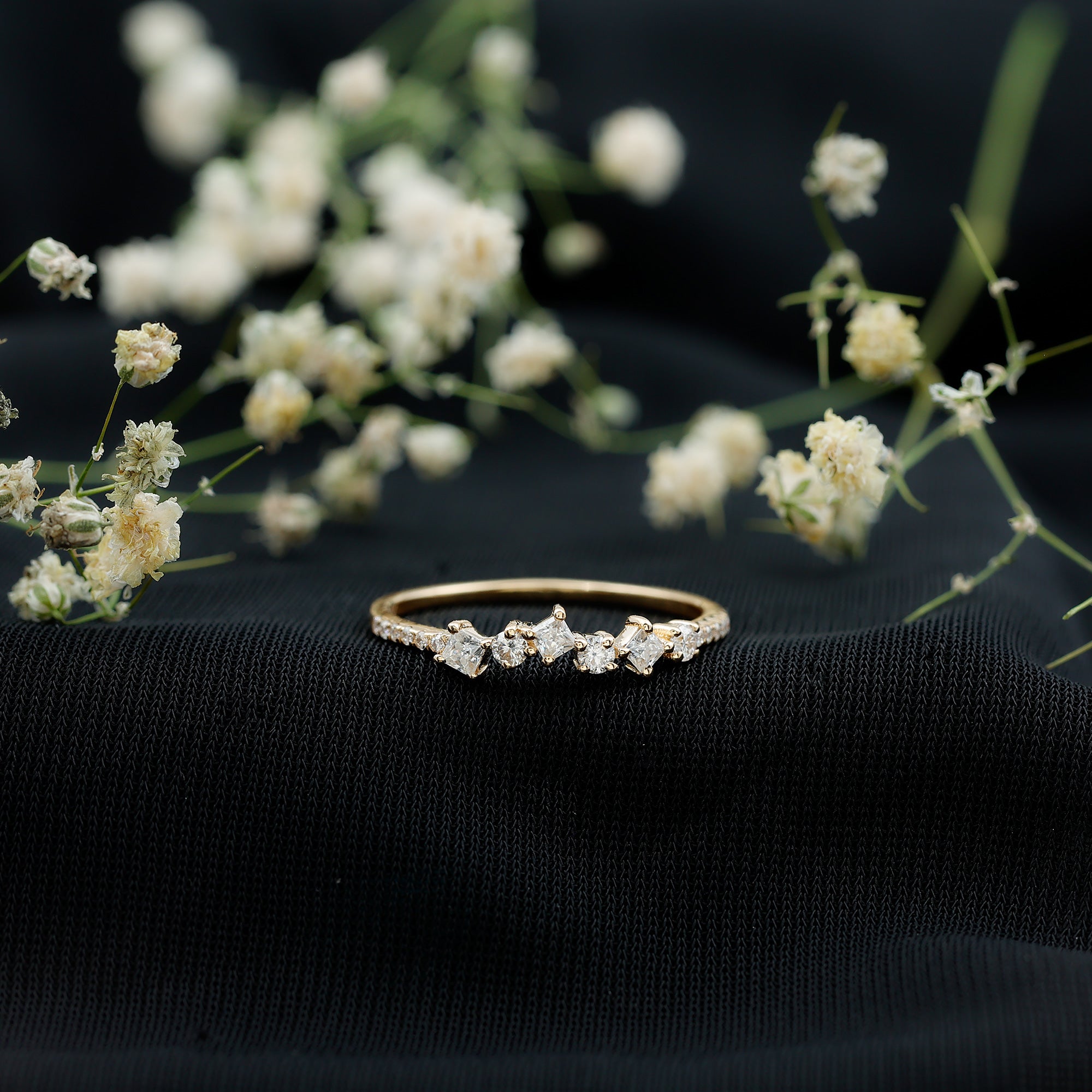 Minimalist Lab Grown Diamond Half Eternity Ring Lab - ( EF-VS ) - Rosec Jewels