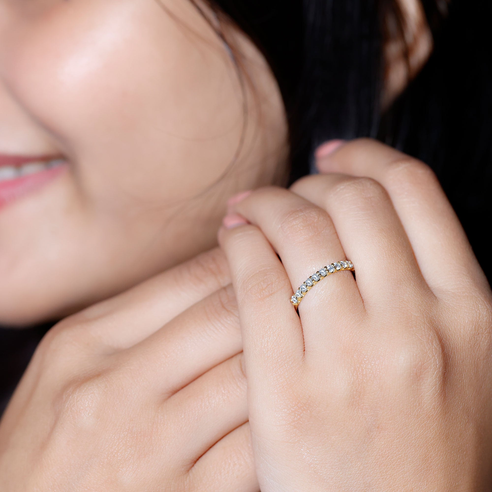 Lab Grown Diamond Eternity Stackable Ring Lab - ( EF-VS ) - Rosec Jewels