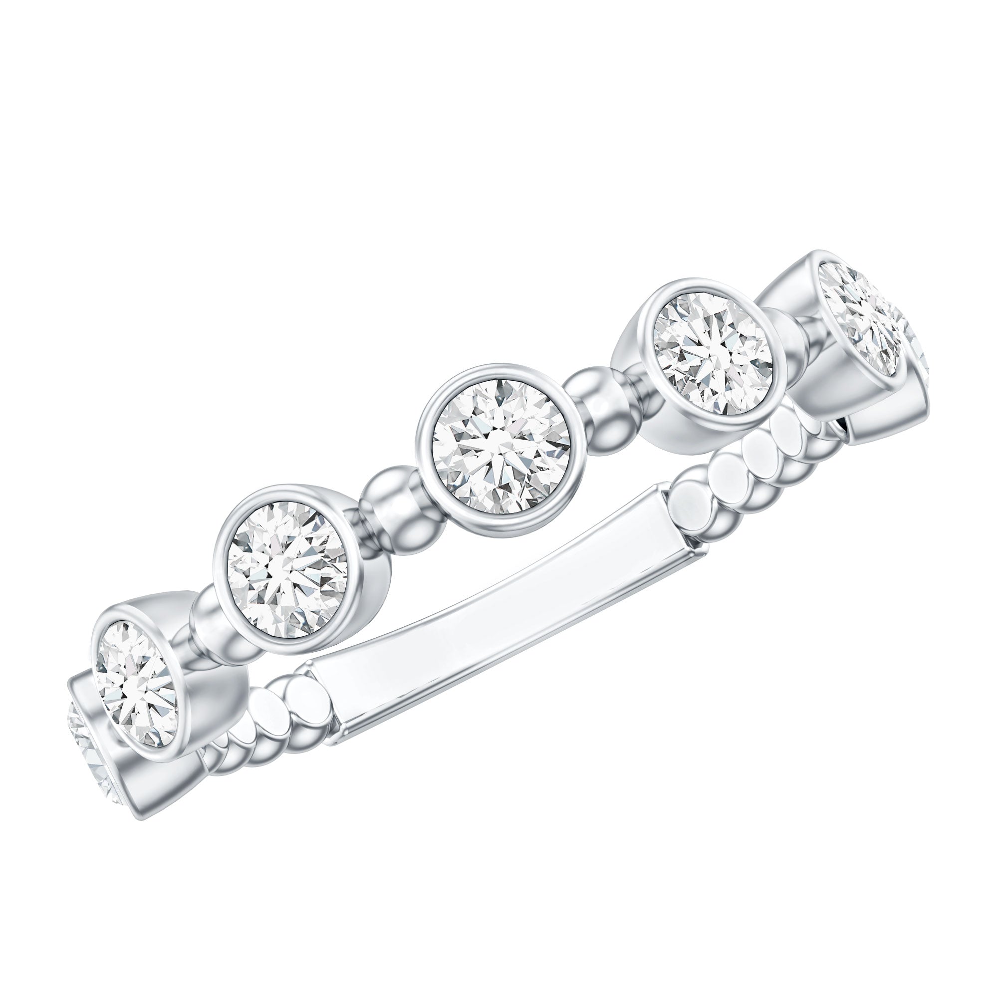 Bezel Set Lab Grown Diamond Wedding Anniversary Band Lab - ( EF-VS ) - Rosec Jewels