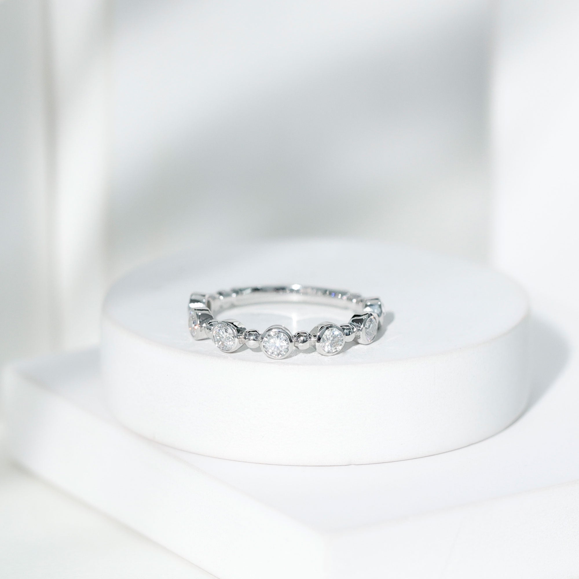 Bezel Set Lab Grown Diamond Wedding Anniversary Band Lab - ( EF-VS ) - Rosec Jewels