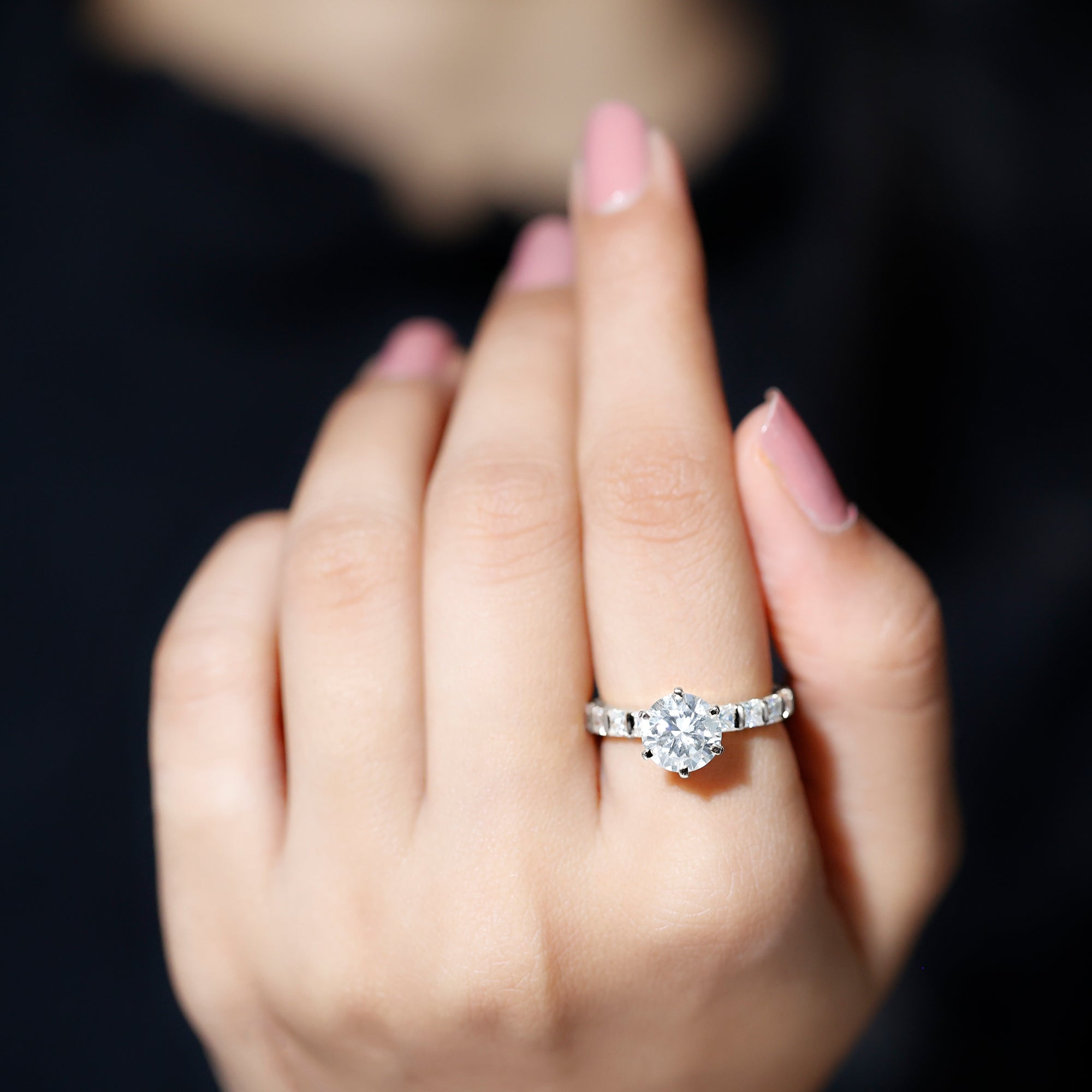 Rosec Jewels-Certified Lab Diamond 8 mm Round Engagement Ring With 6 Prong