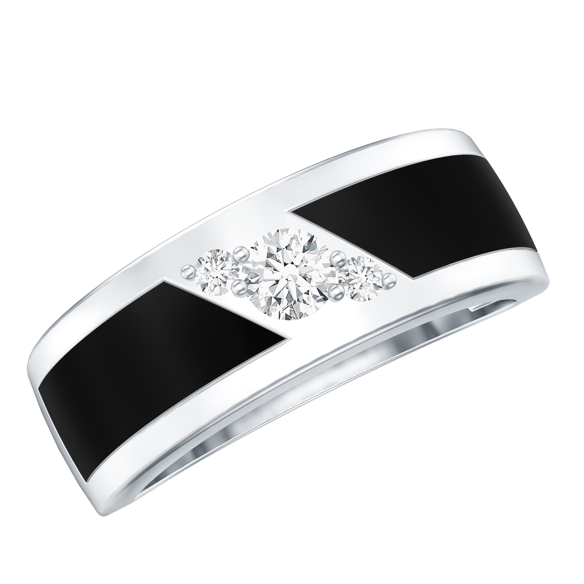 Certified Lab Grown Diamond Mens Wedding Band With Enamel Lab - ( EF-VS ) - Rosec Jewels