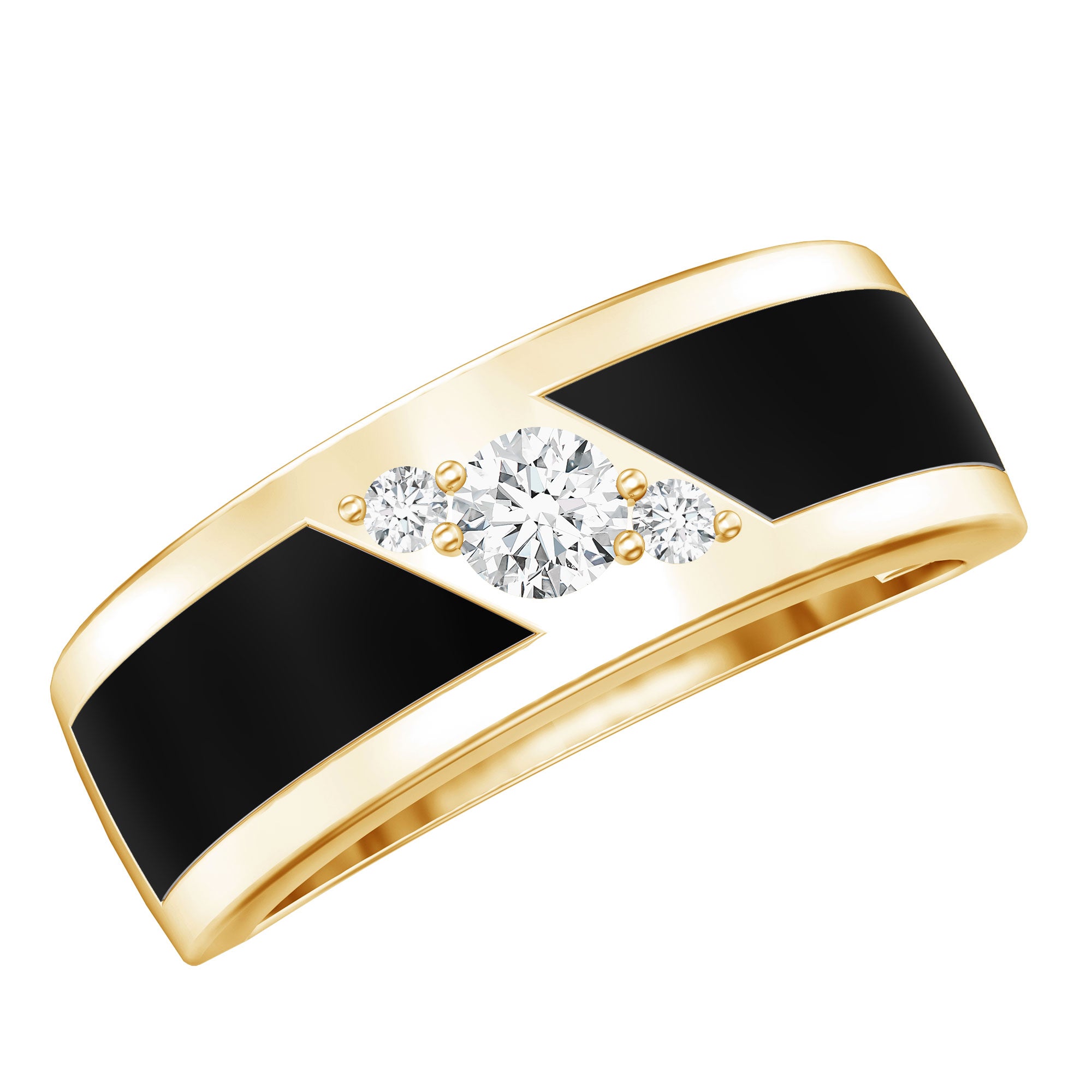 Certified Lab Grown Diamond Mens Wedding Band With Enamel Lab - ( EF-VS ) - Rosec Jewels