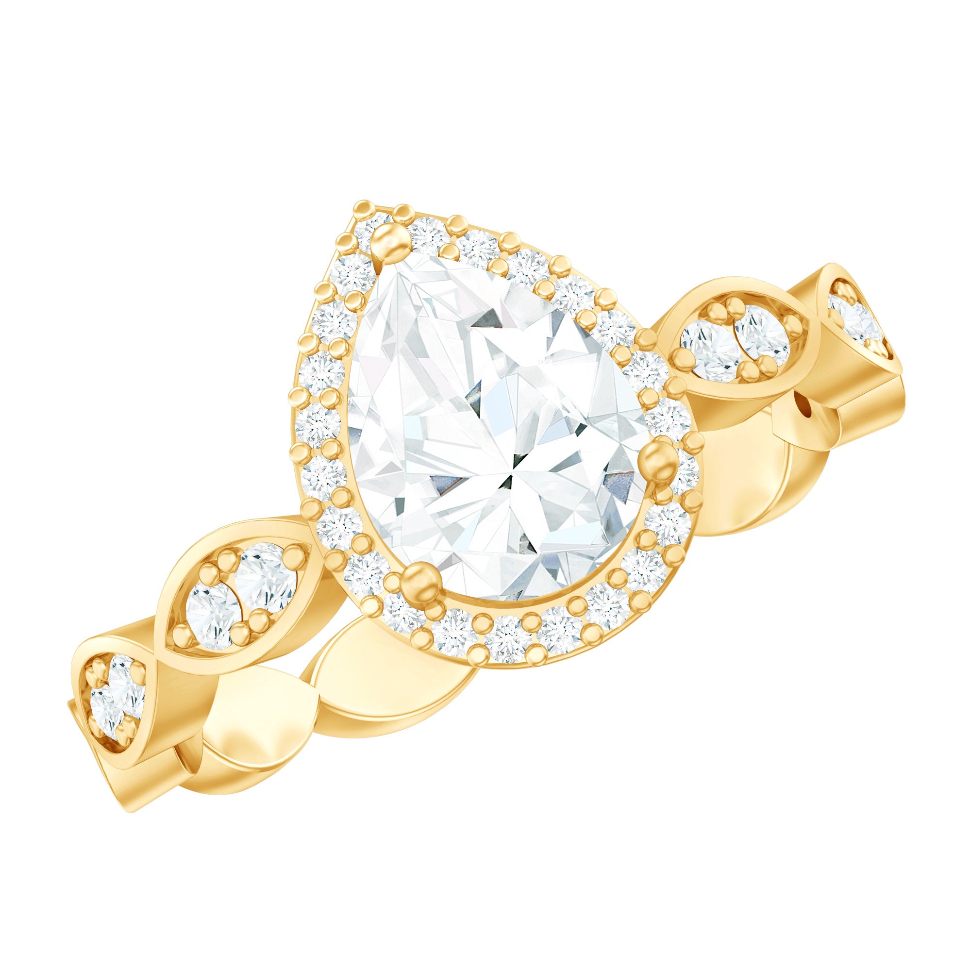 Rosec Jewels-Lab Grown Diamond Teardrop Engagement Ring with Scalloped Shank