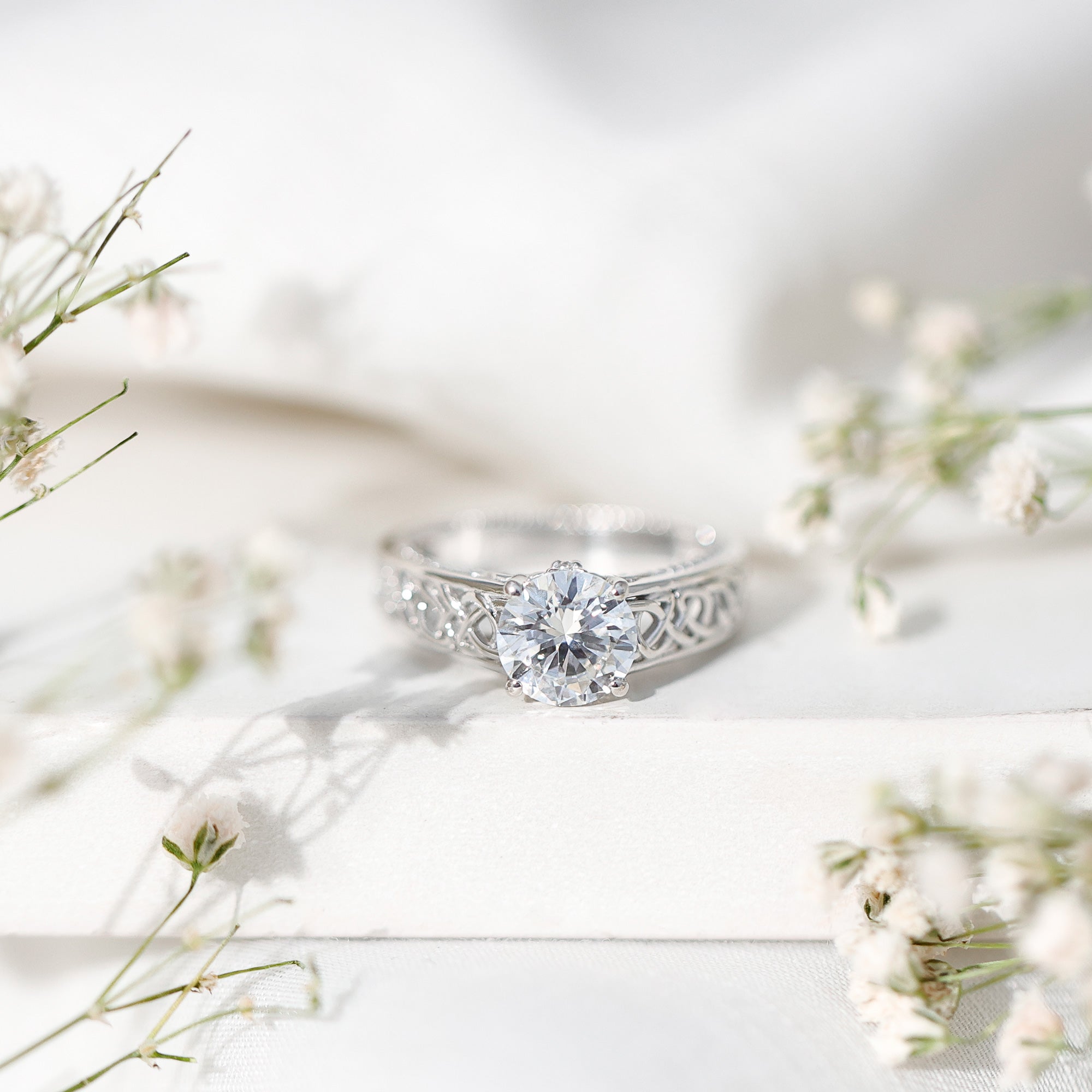 Certified 1.2 Carat Lab Grown Diamond Celtic Design Engagement Ring Lab - ( EF-VS ) - Rosec Jewels
