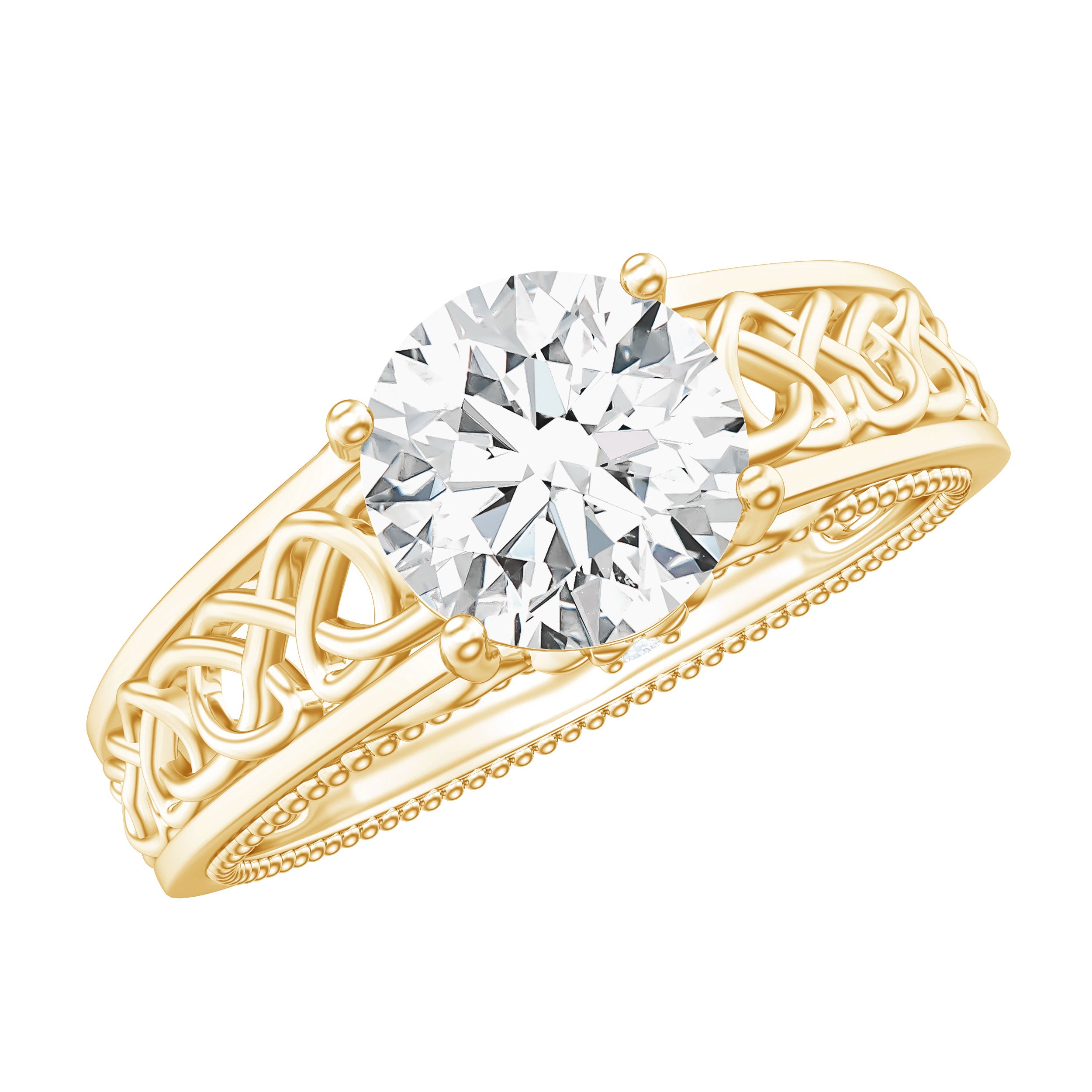 Certified 1.2 Carat Lab Grown Diamond Celtic Design Engagement Ring Lab - ( EF-VS ) - Rosec Jewels
