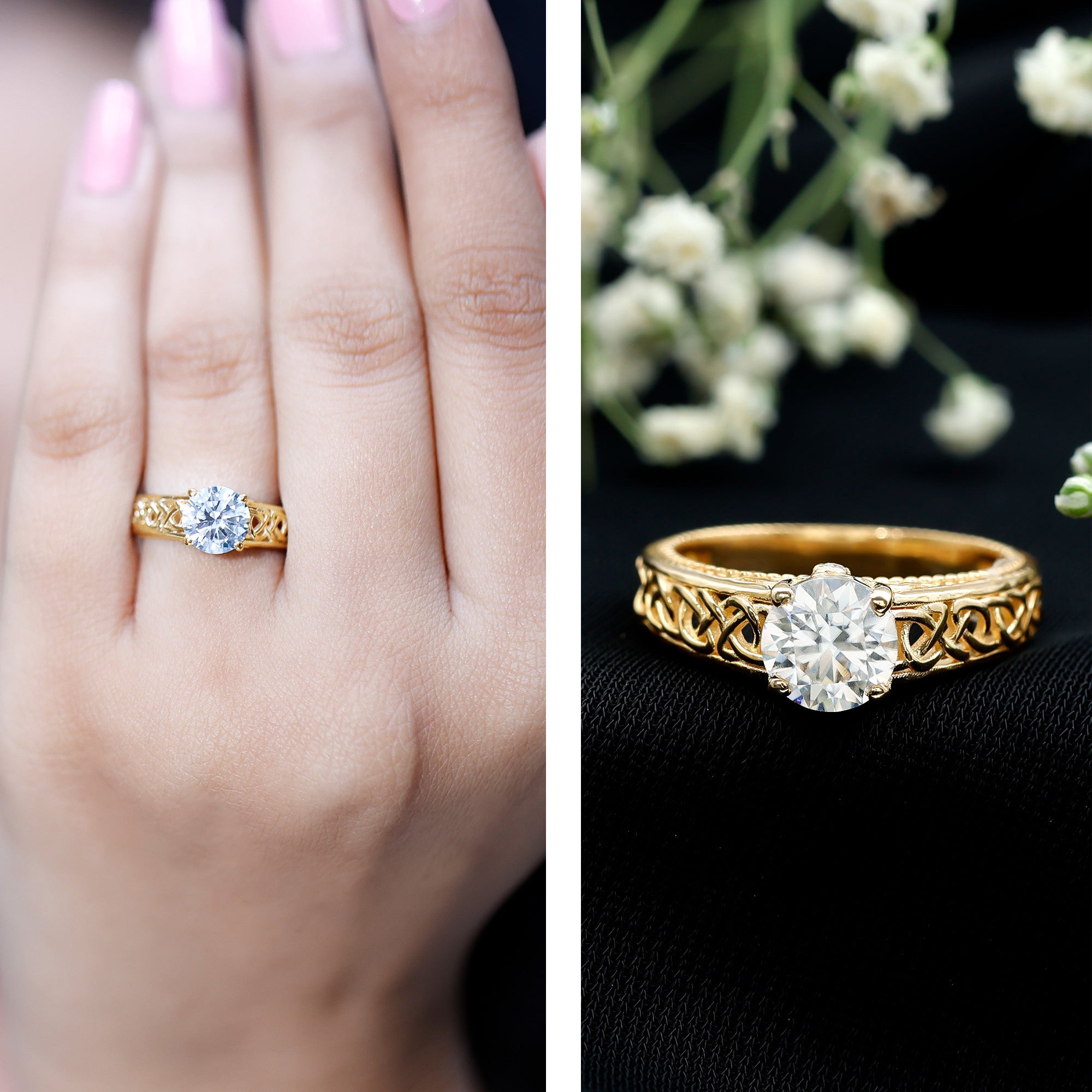 Certified 1.2 Carat Lab Grown Diamond Celtic Design Engagement Ring Lab - ( EF-VS ) - Rosec Jewels