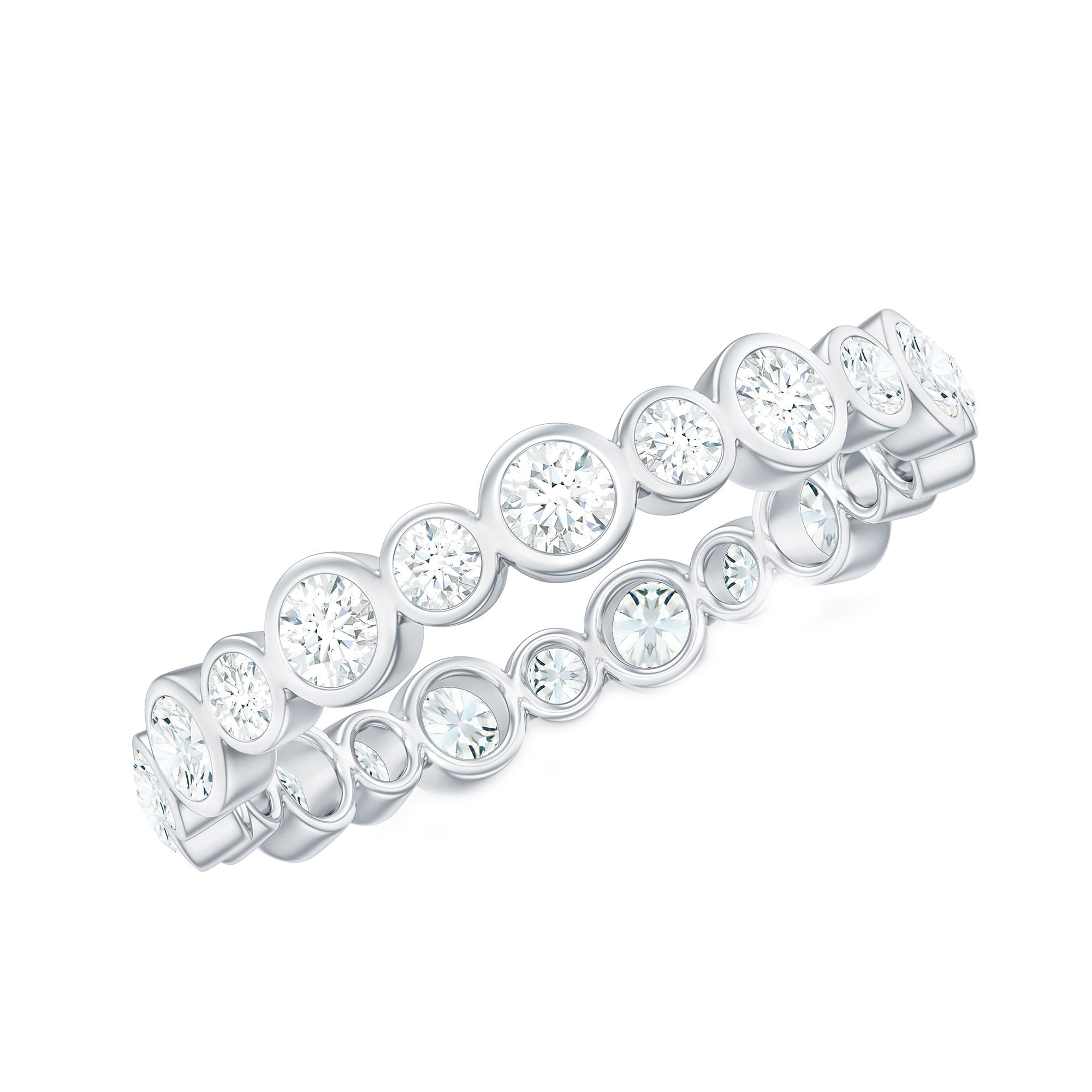 Round Cut Lab Grown Diamond Bezel Set Eternity Band