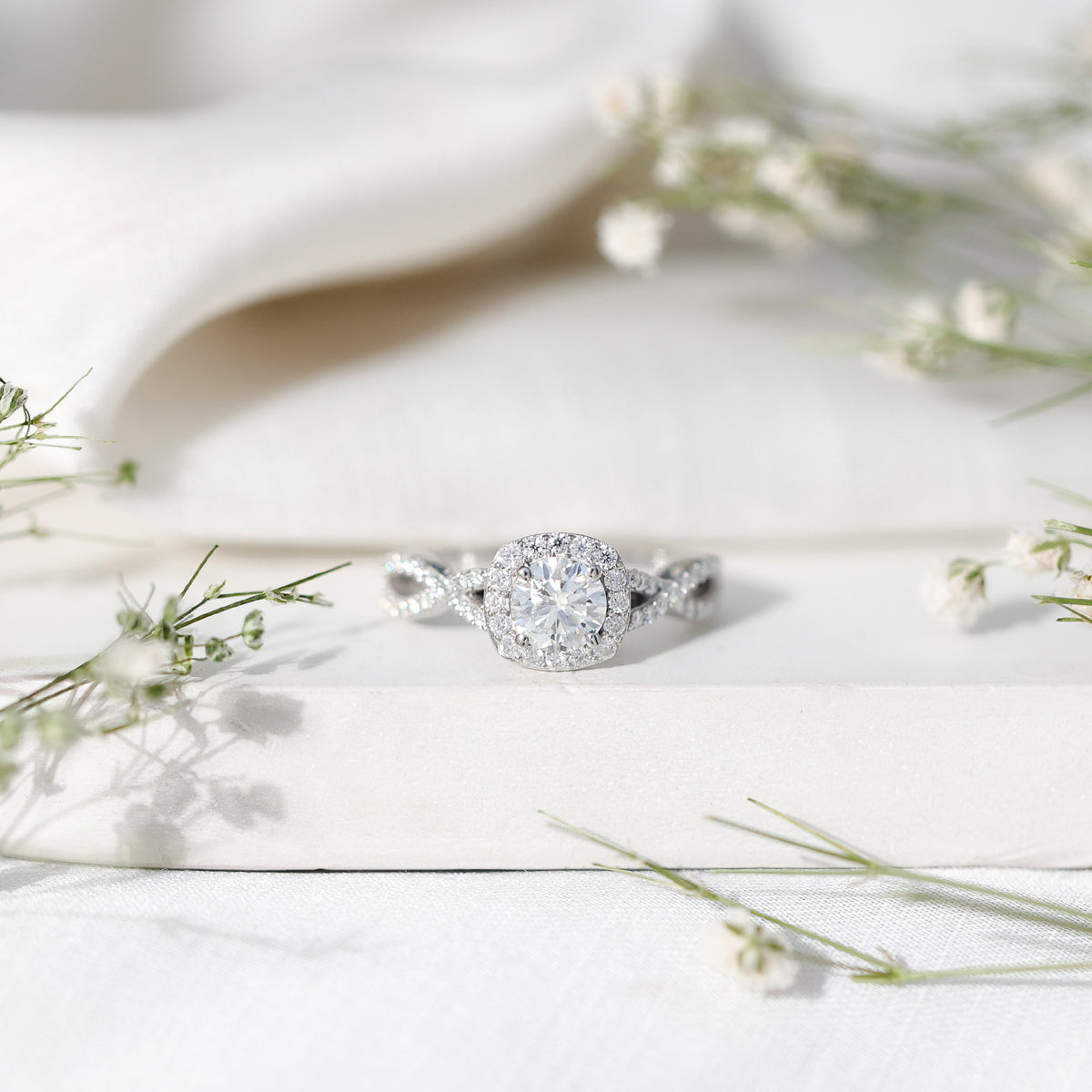Classic Lab Grown Diamond Criss Cross Engagement Ring Lab - ( EF-VS ) - Rosec Jewels