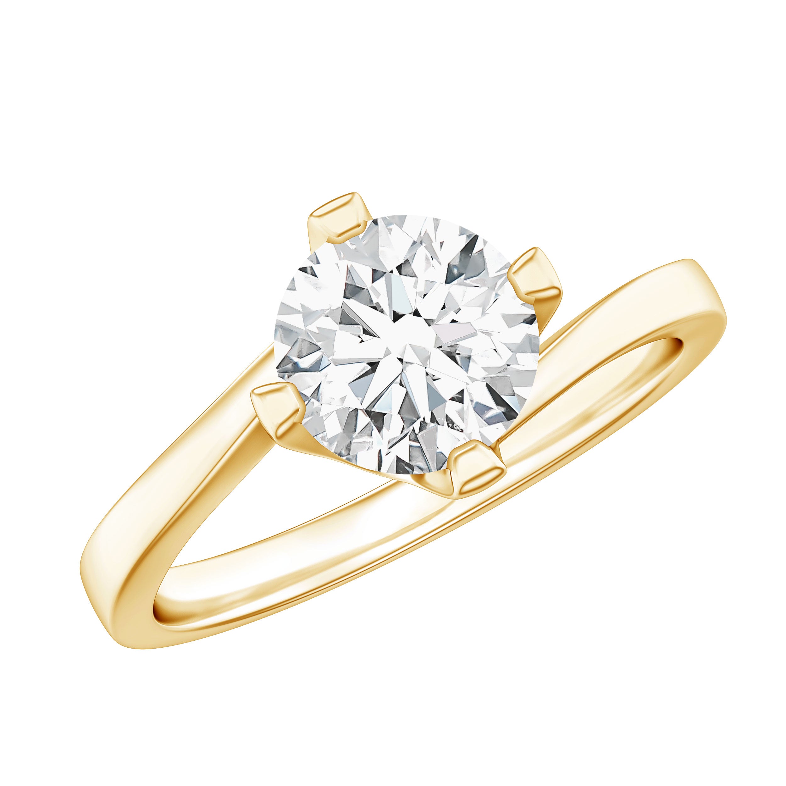 Lab Grown Diamond Engagement Ring With Diagonal 4 Prongs Lab - ( EF-VS ) - Rosec Jewels