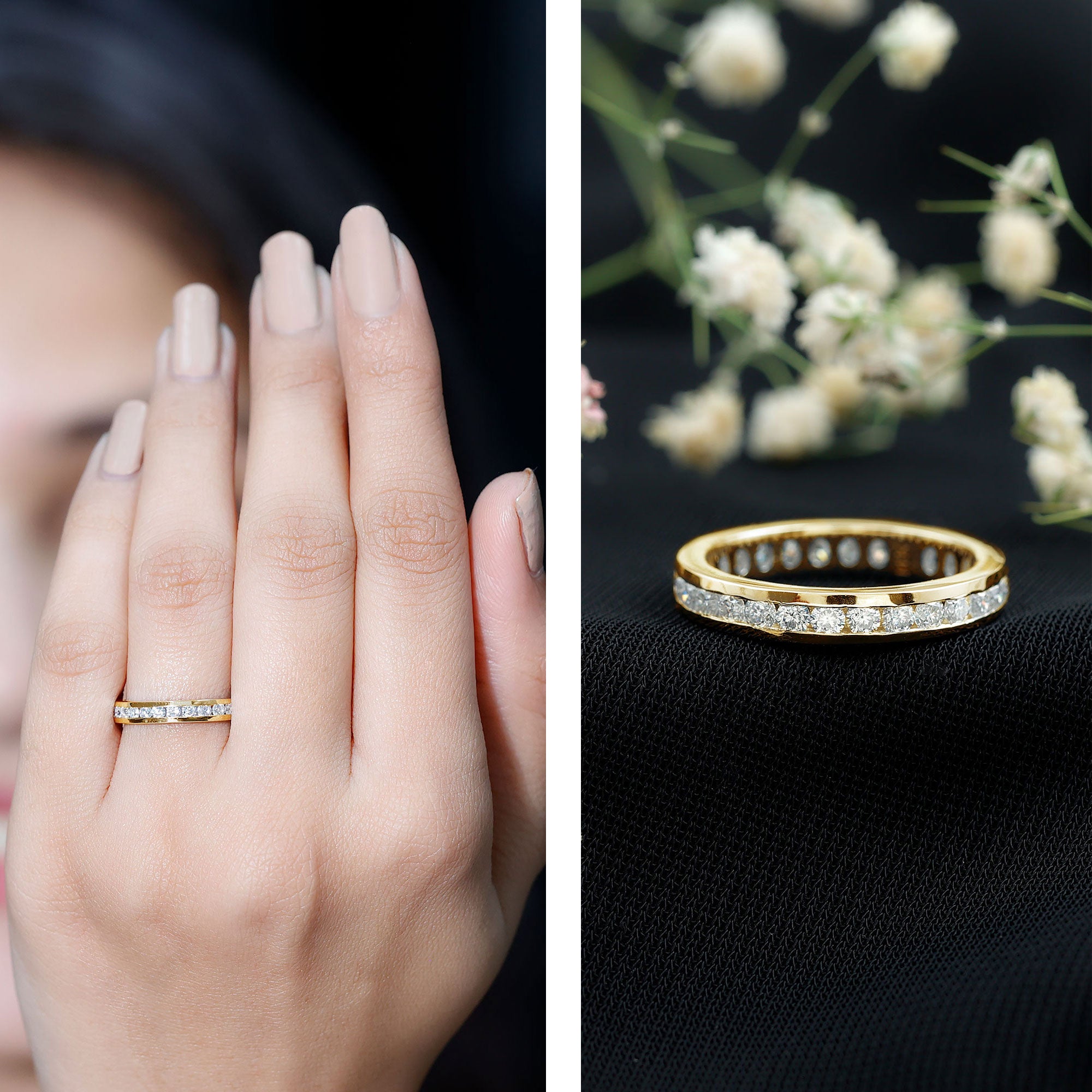 Lab Grown Diamond Wedding Eternity Band For Women Lab - ( EF-VS ) - Rosec Jewels
