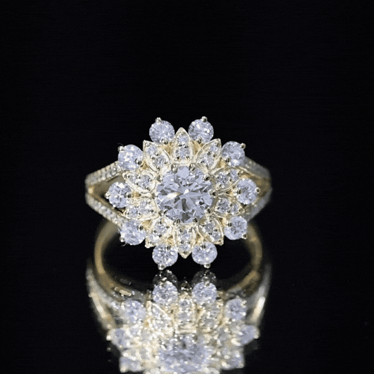 Certified Lab Grown Diamond Flower Engagement Ring for Her Lab - ( EF-VS ) - Rosec Jewels