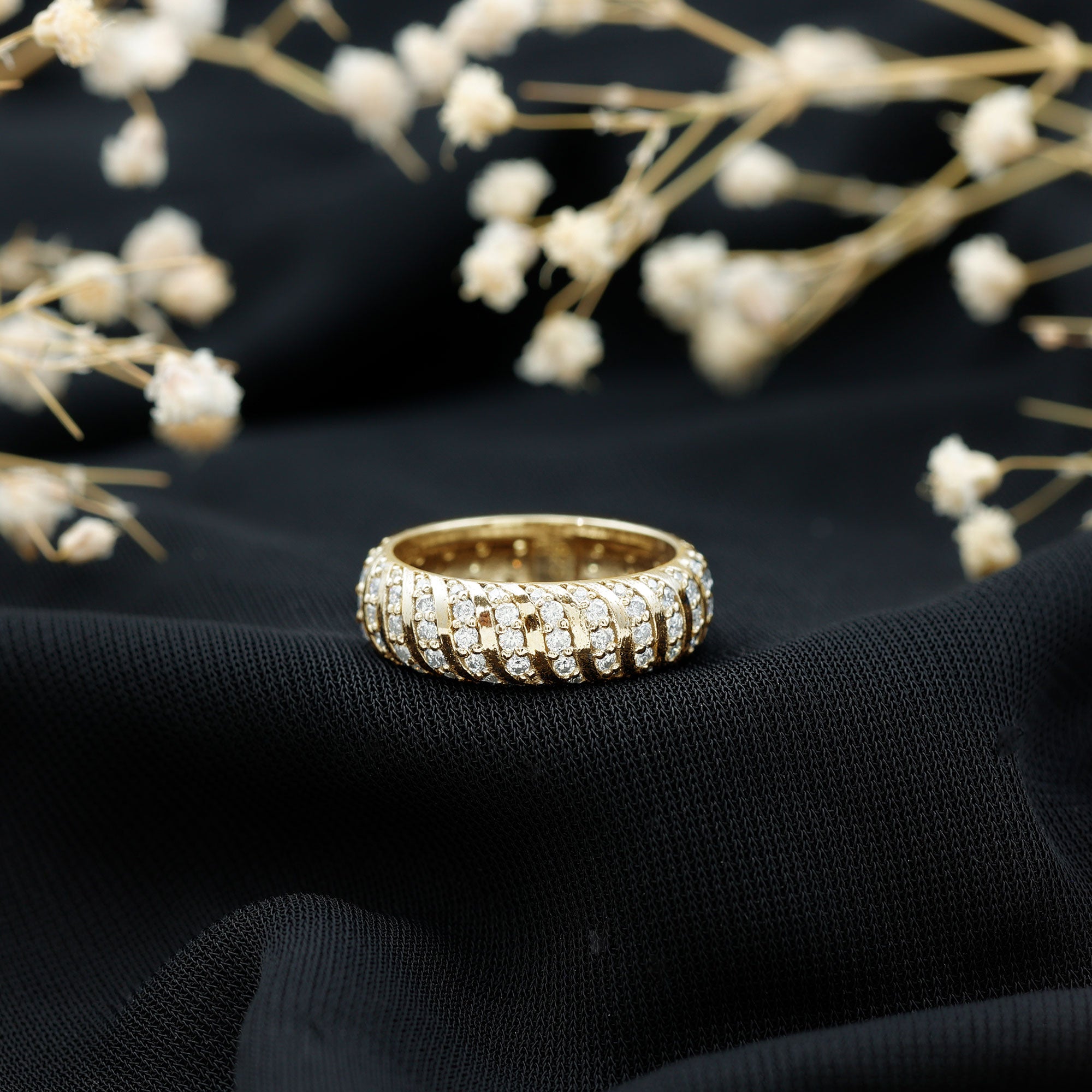 Certified Lab Grown Diamond Wide Wedding Band for Women Lab - ( EF-VS ) - Rosec Jewels