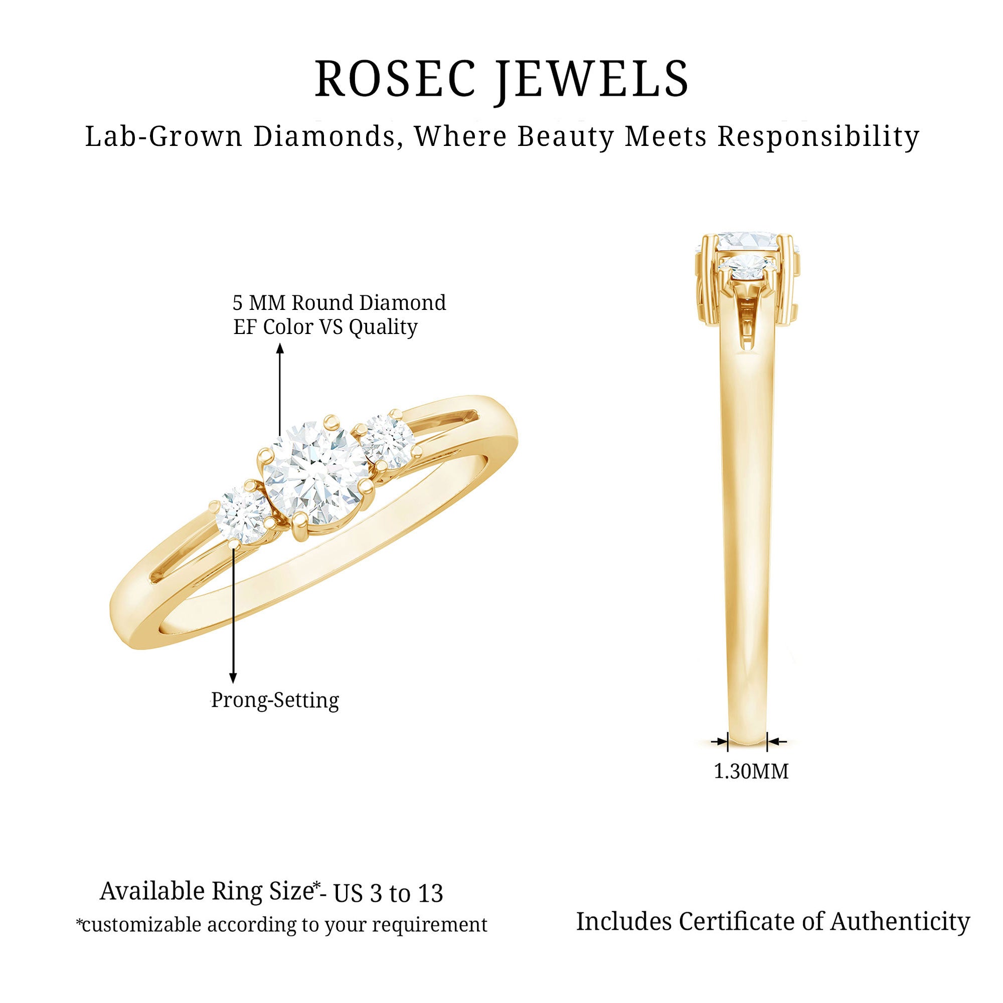 Rosec Jewels-Certified Lab Created Diamond Promise Commitment Ring for Her