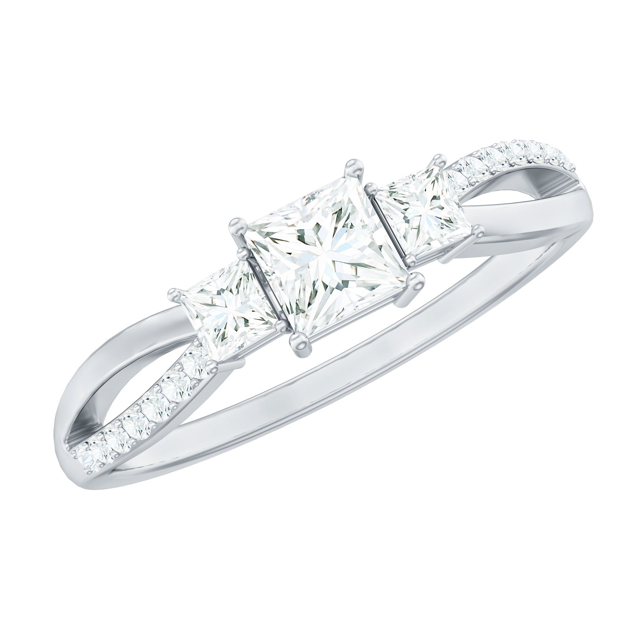 Rosec Jewels-Lab Grown Diamond Three Stone Promise Ring With Split Shank