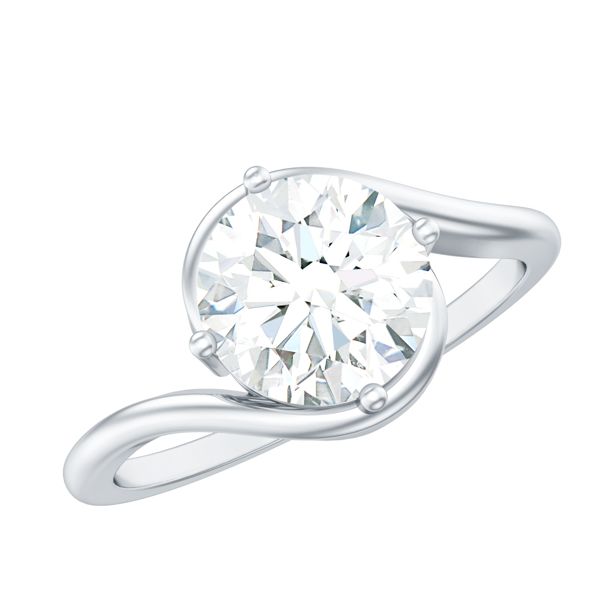 Lab Grown Diamond Bypass Engagement Ring With Diagonal 4 Prong