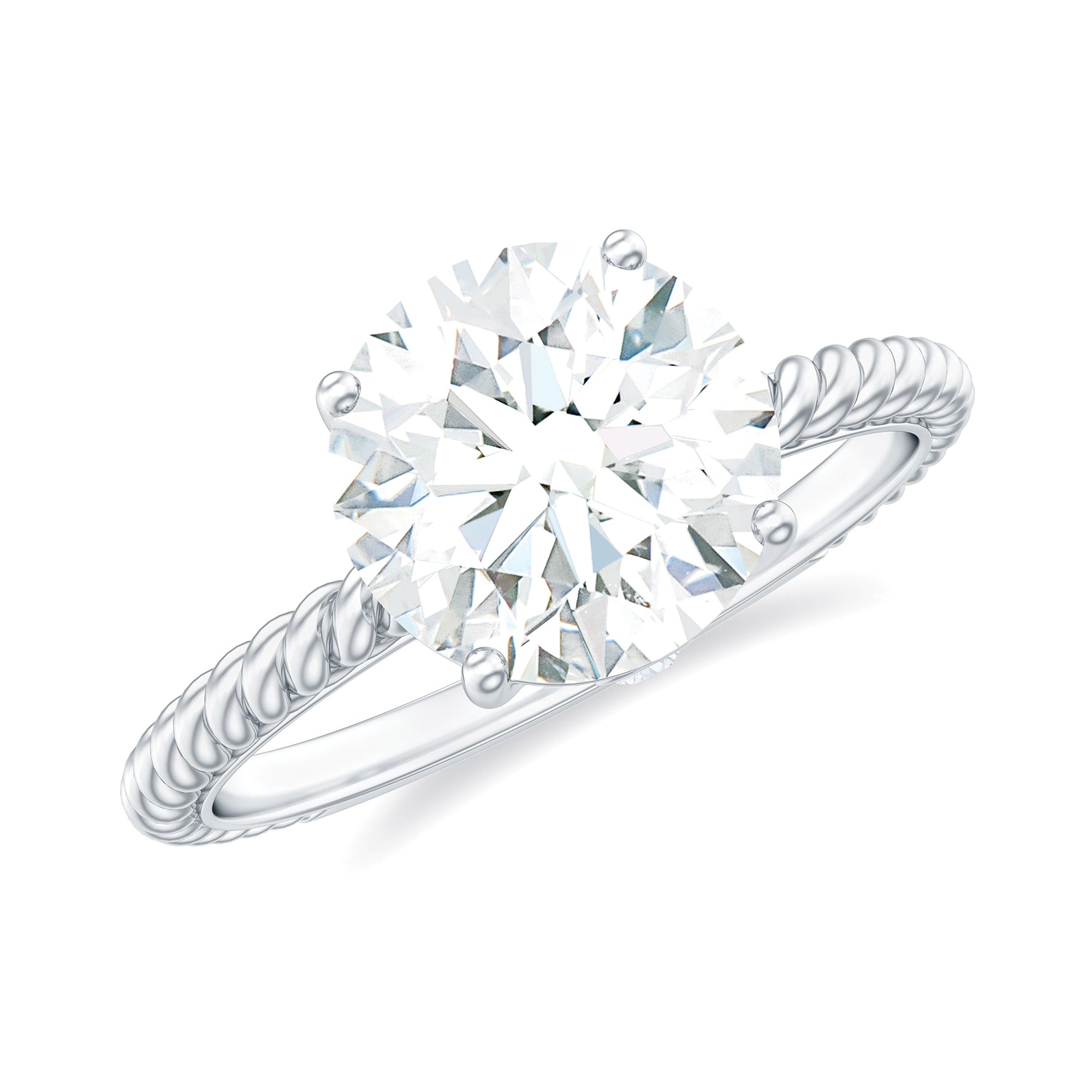 Rosec Jewels-2 Carat Lab Grown Diamond Engagement Ring With Twisted Rope