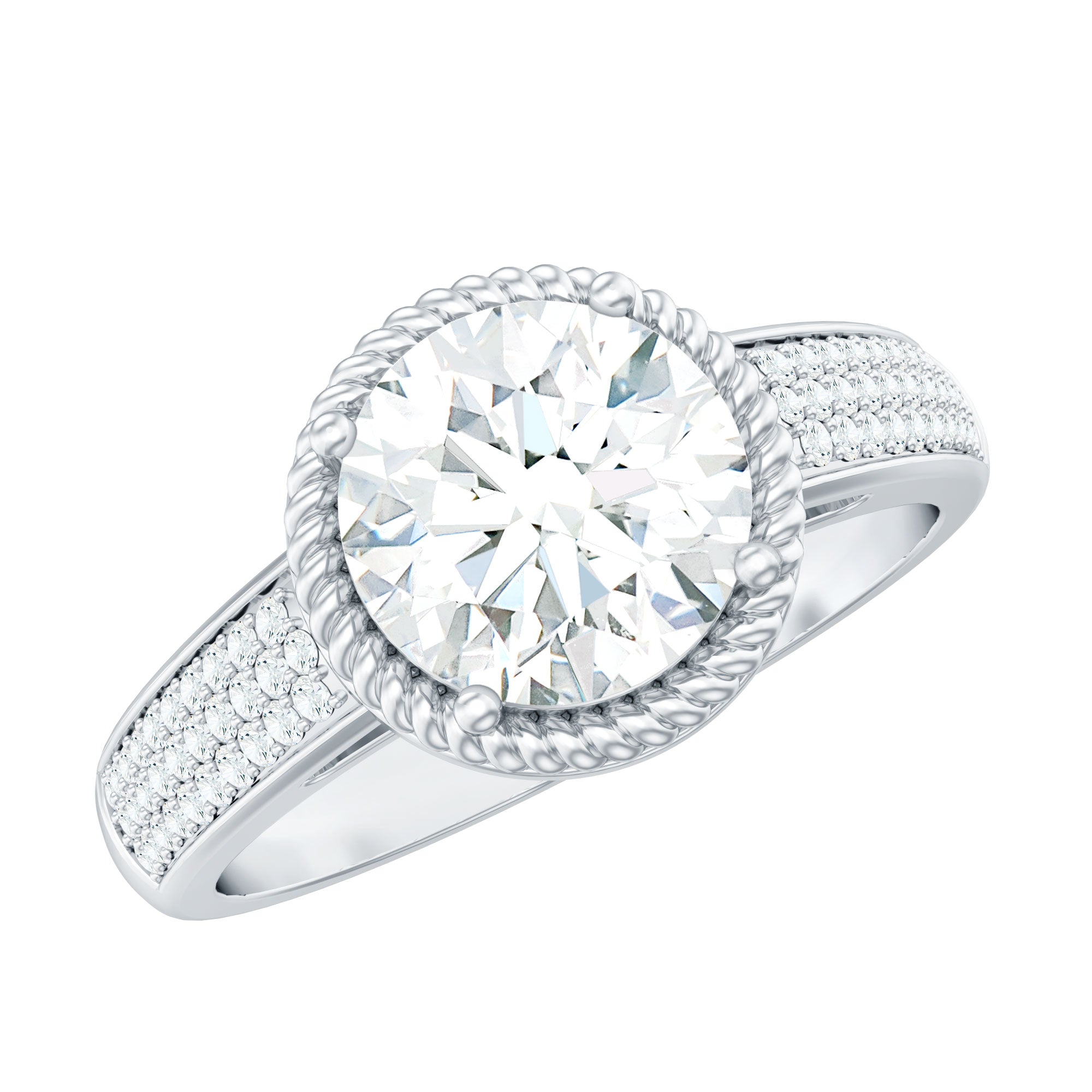 Rosec Jewels-Lab Grown Diamond Circle Engagement Ring With Rope Frame