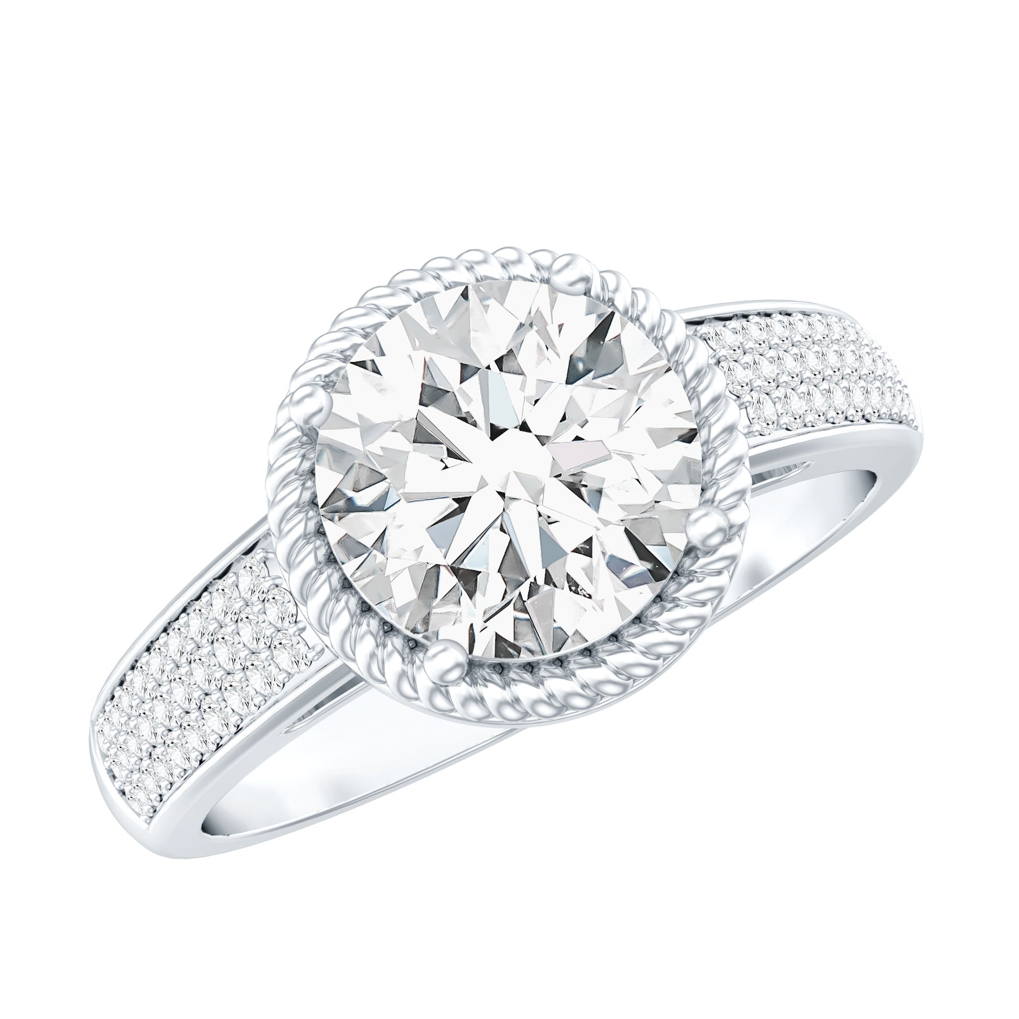 Rosec Jewels-Lab Grown Diamond Circle Engagement Ring With Rope Frame