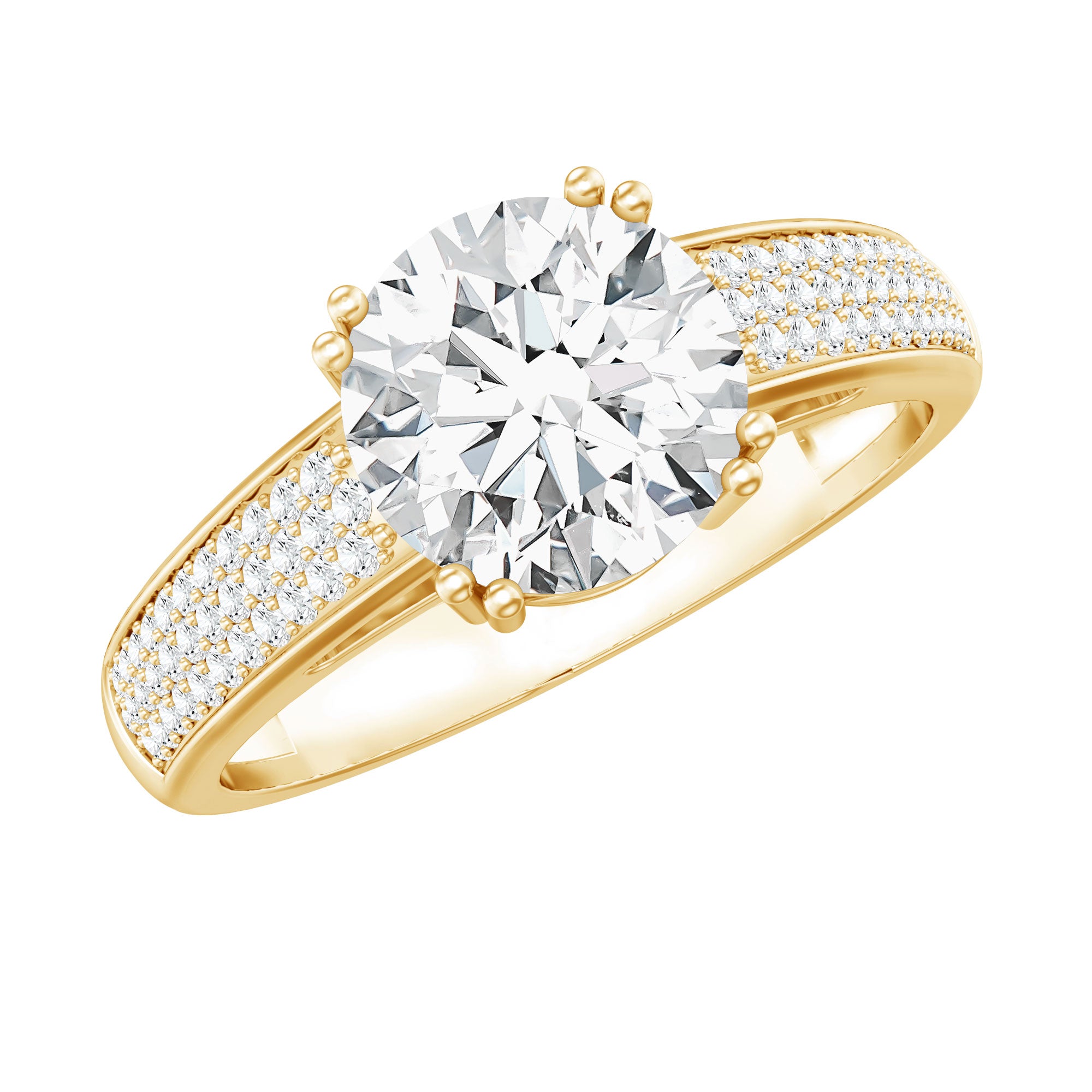 Lab Grown Diamond Engagement Ring With Double Prongs Lab - ( EF-VS ) - Rosec Jewels