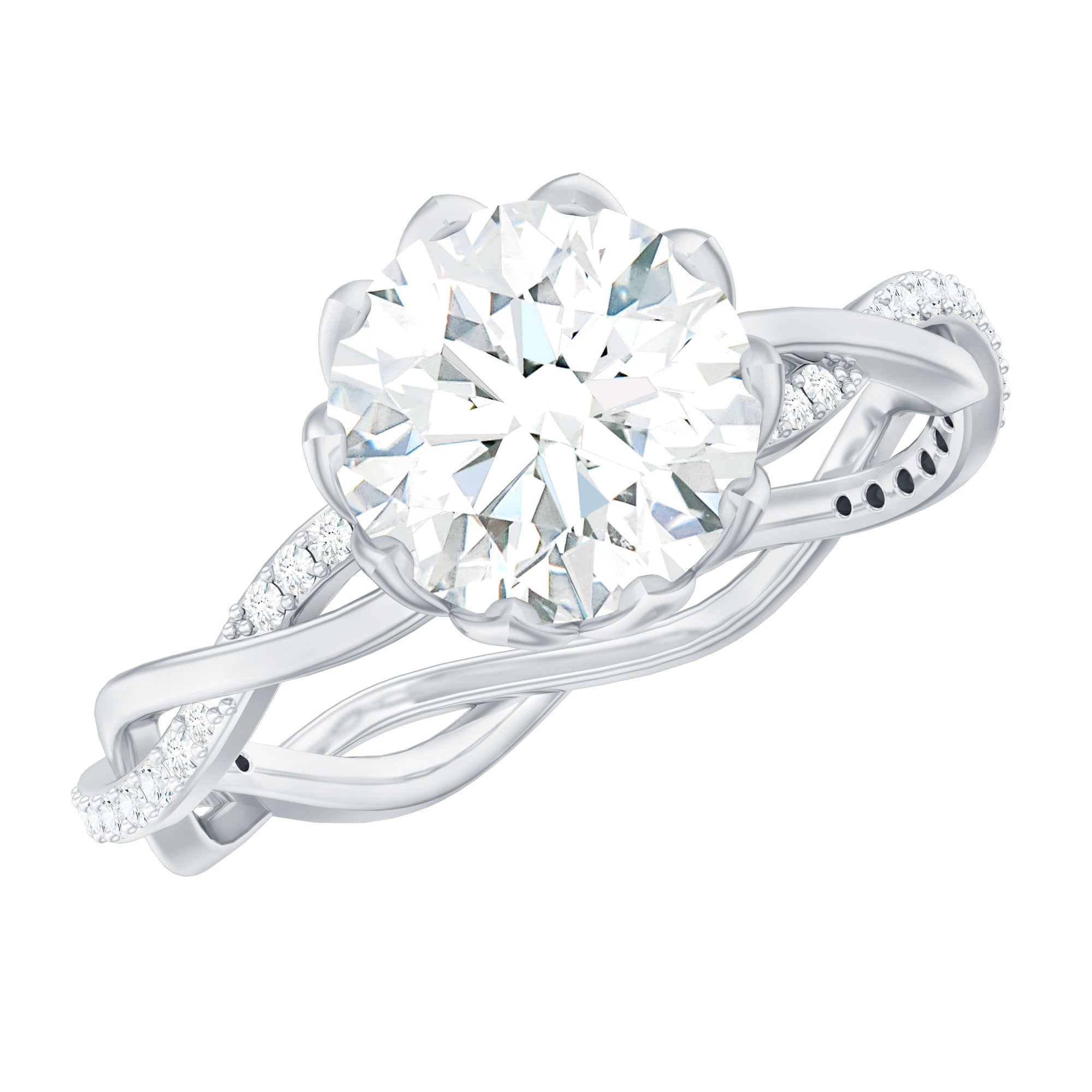 Rosec Jewels-Round Cut Lab Grown Diamond Unique Engagement Ring