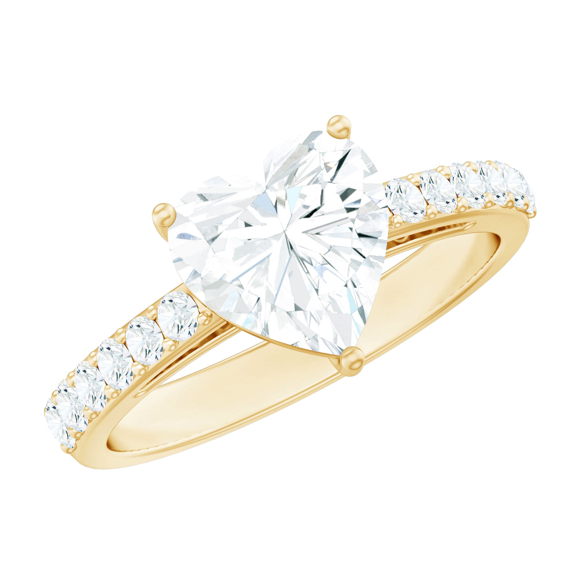 3 Prong Lab Grown Diamond Heart Engagement Ring For Women Lab - ( EF-VS ) - Rosec Jewels