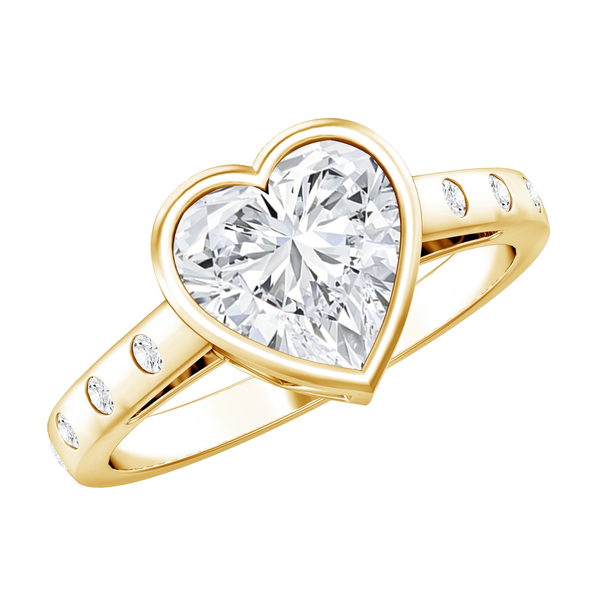 Bezel Set Brilliant Cut Lab Created Diamond Heart Engagement Ring For Women Lab - ( EF-VS ) - Rosec Jewels