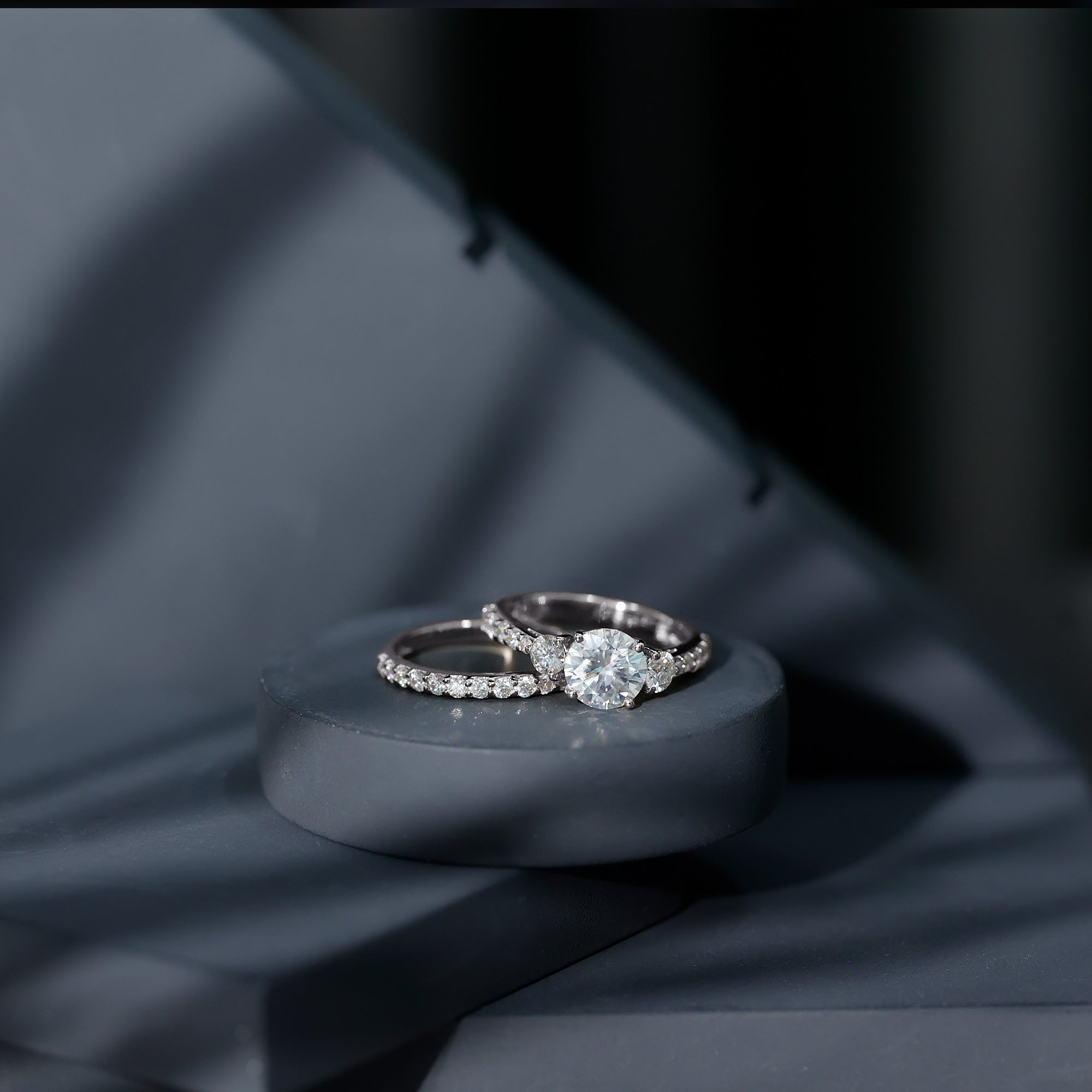 Certified Lab Created Diamond Marriage Ring Set Lab - ( EF-VS ) - Rosec Jewels