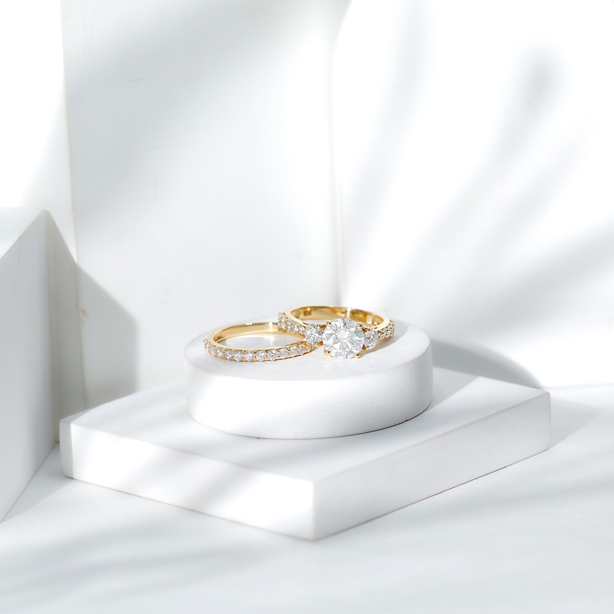 Certified Lab Created Diamond Marriage Ring Set Lab - ( EF-VS ) - Rosec Jewels