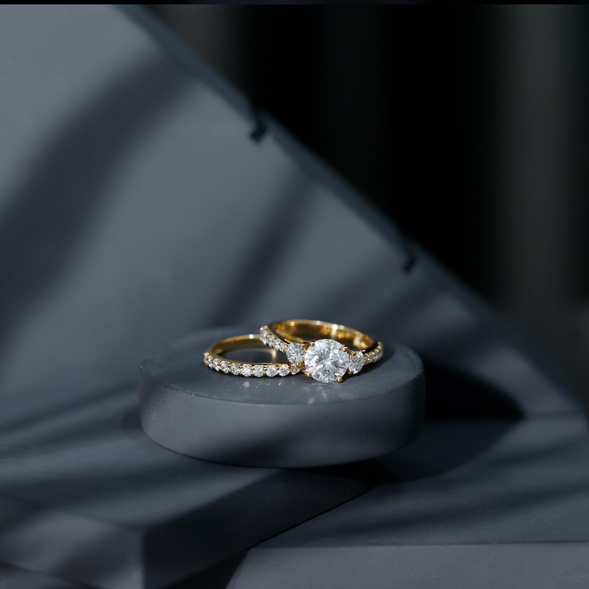 Certified Lab Created Diamond Marriage Ring Set Lab - ( EF-VS ) - Rosec Jewels