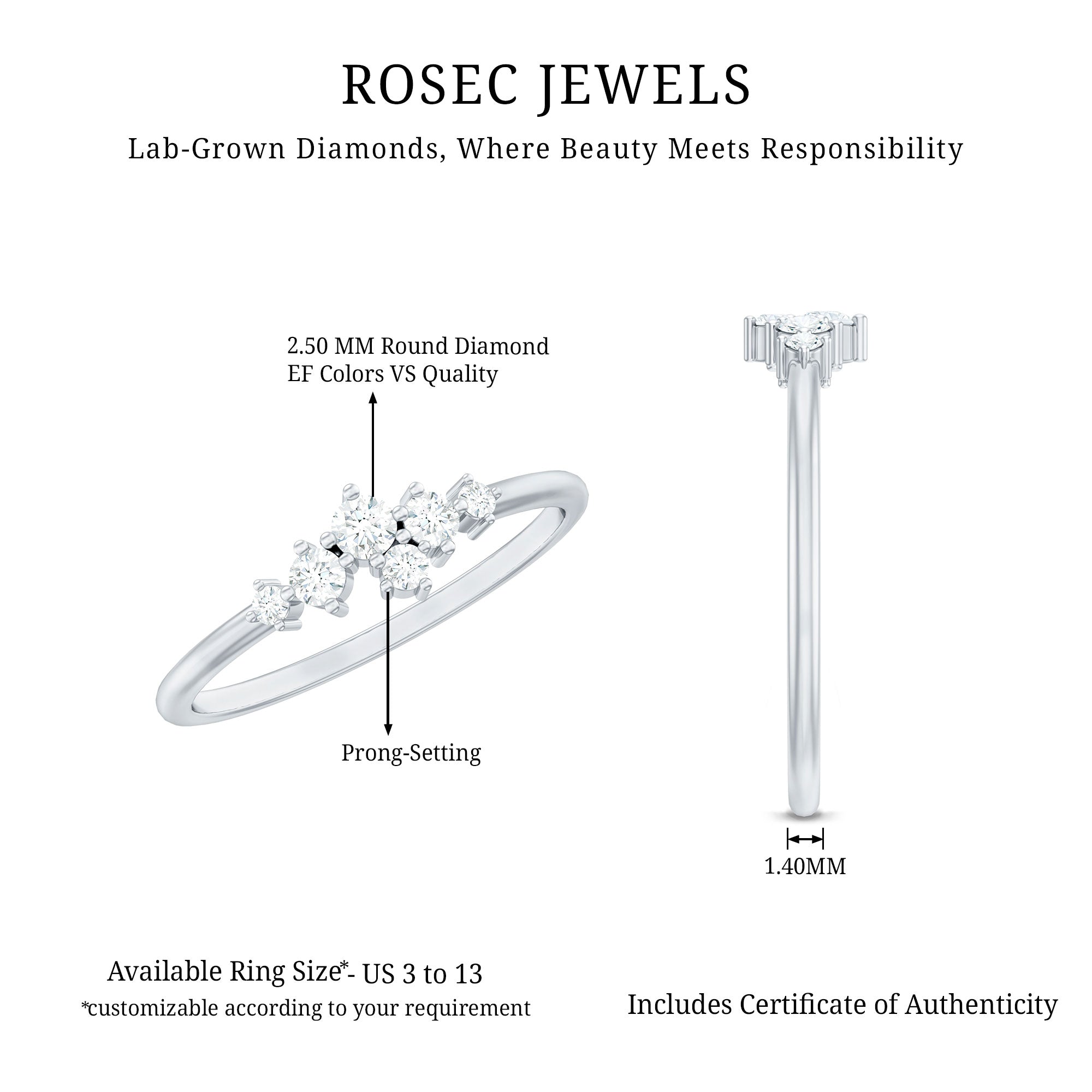 Rosec Jewels-Certified Lab Created Diamond Wedding Anniversary Ring