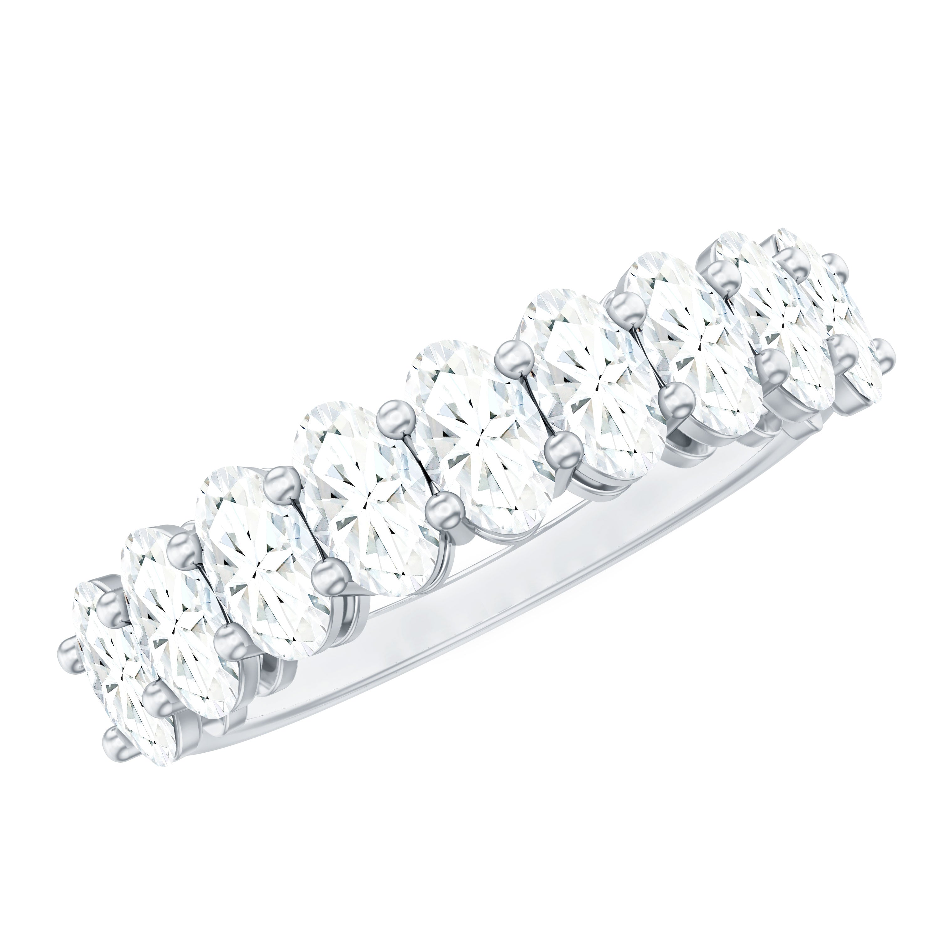 Rosec Jewels-Brilliant Cut Oval Diamond Semi Eternity Ring for Women