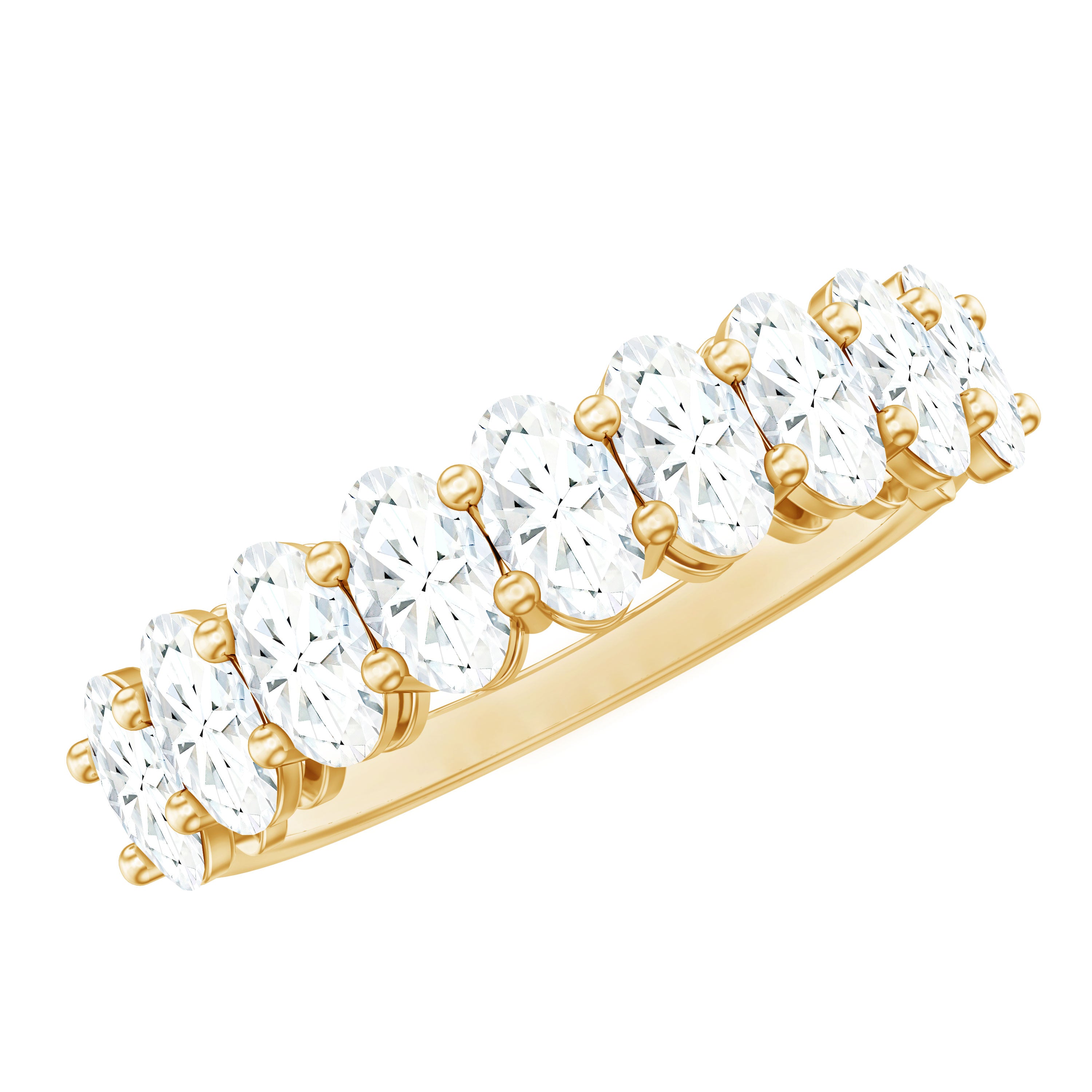 Rosec Jewels-Brilliant Cut Oval Diamond Semi Eternity Ring for Women