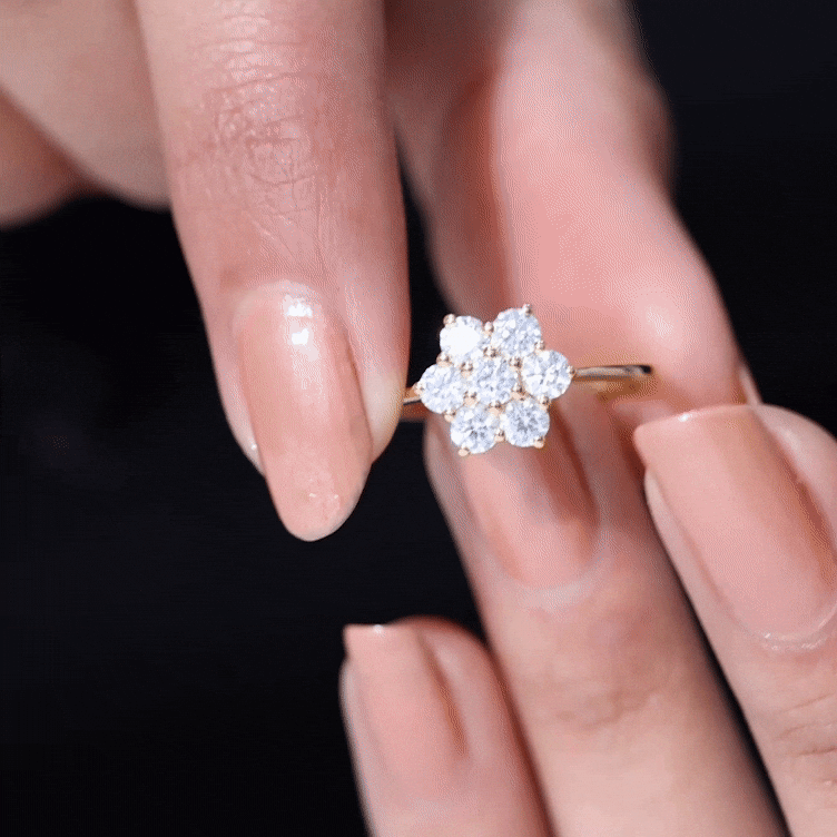 Flower Cluster Lab Grown Diamond Engagement Ring Lab - ( EF-VS ) - Rosec Jewels